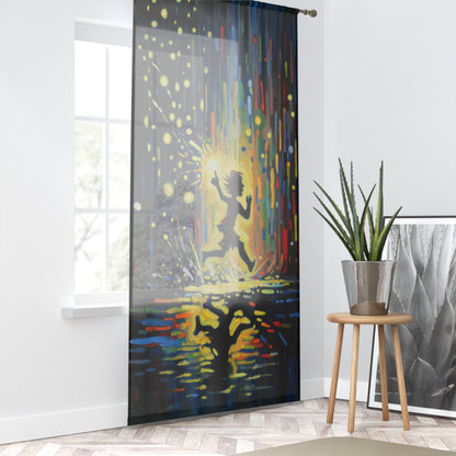 Child Firefly Chase Window Curtain - ATUH.ART