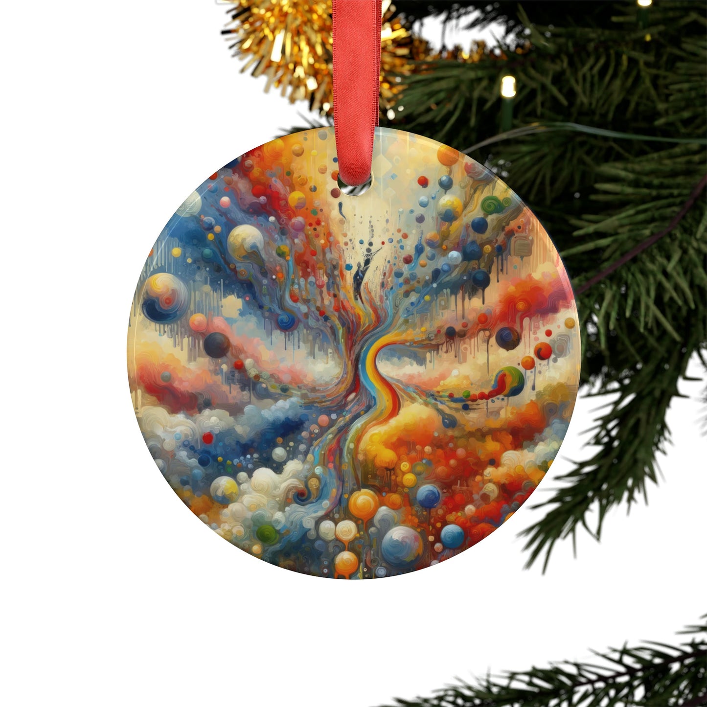 Choices Tachism Canvas Acrylic Ornament with Ribbon - ATUH.ART