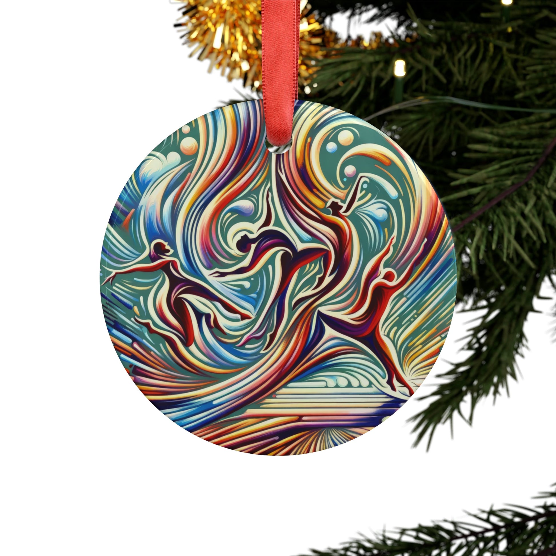 Choreographic Mindful Tachism Acrylic Ornament with Ribbon - ATUH.ART