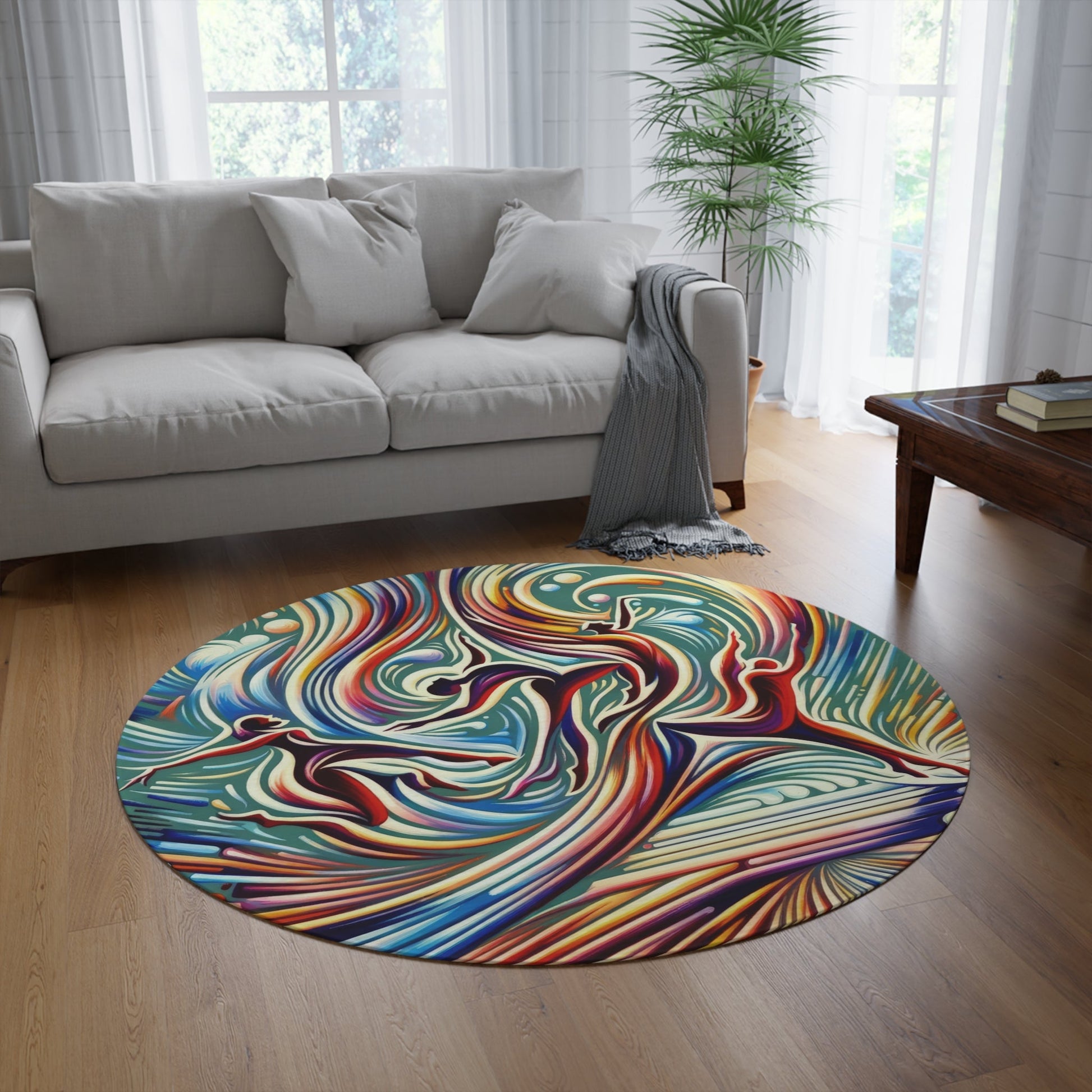 Choreographic Mindful Tachism Round Rug - ATUH.ART