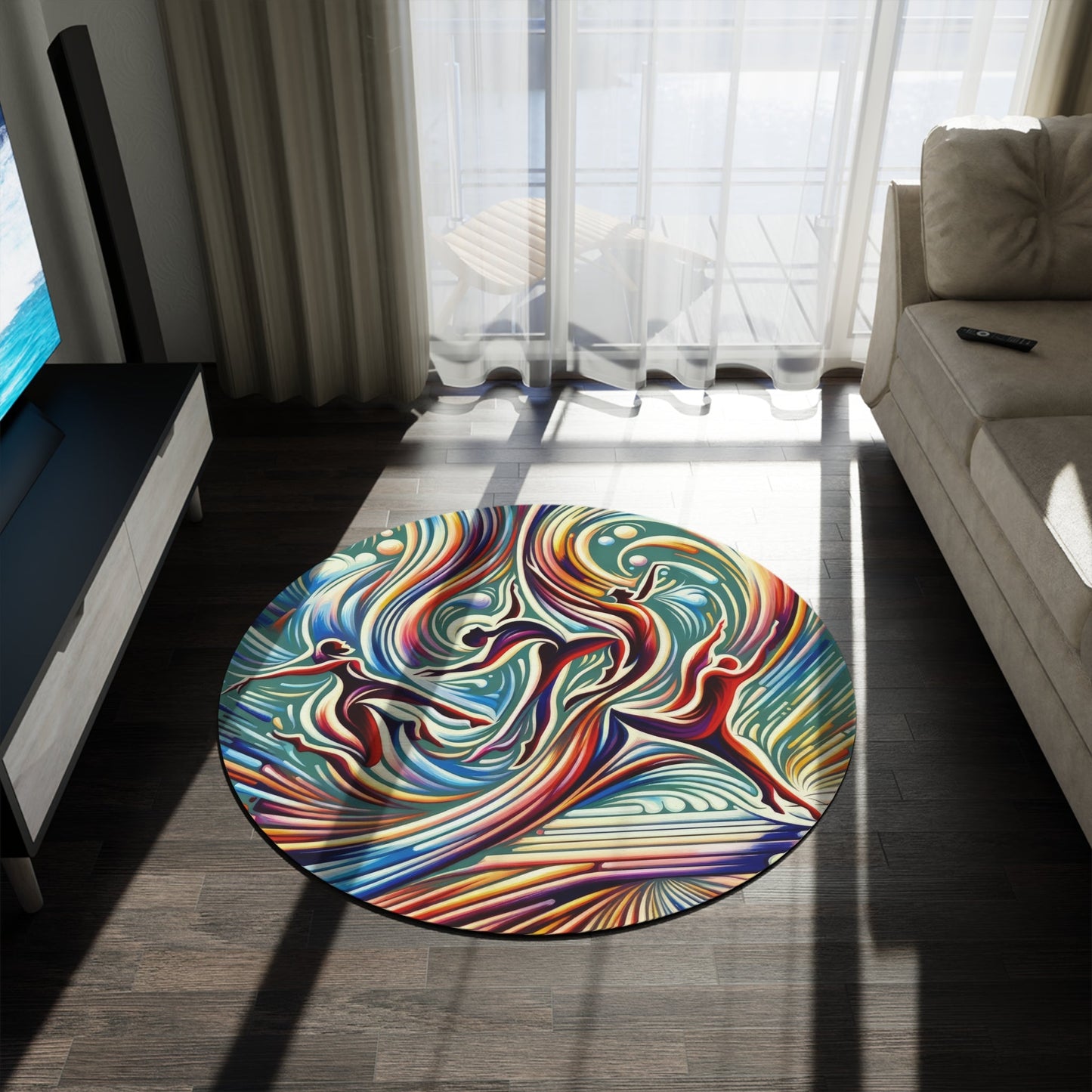Choreographic Mindful Tachism Round Rug - ATUH.ART