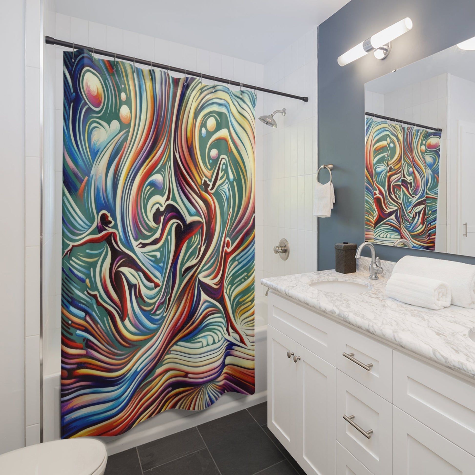 Choreographic Mindful Tachism Shower Curtains - ATUH.ART