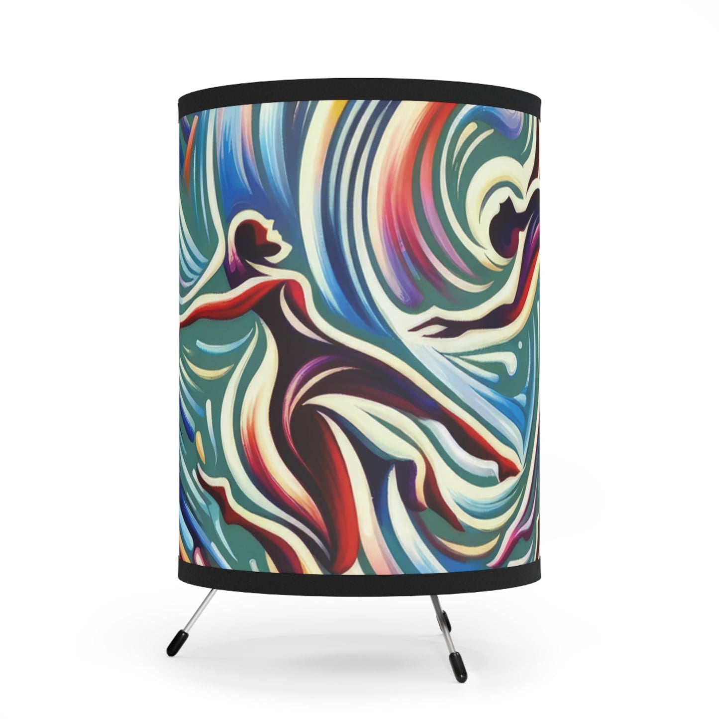 Choreographic Mindful Tachism Tripod Lamp with High-Res Printed Shade, US\CA plug - ATUH.ART