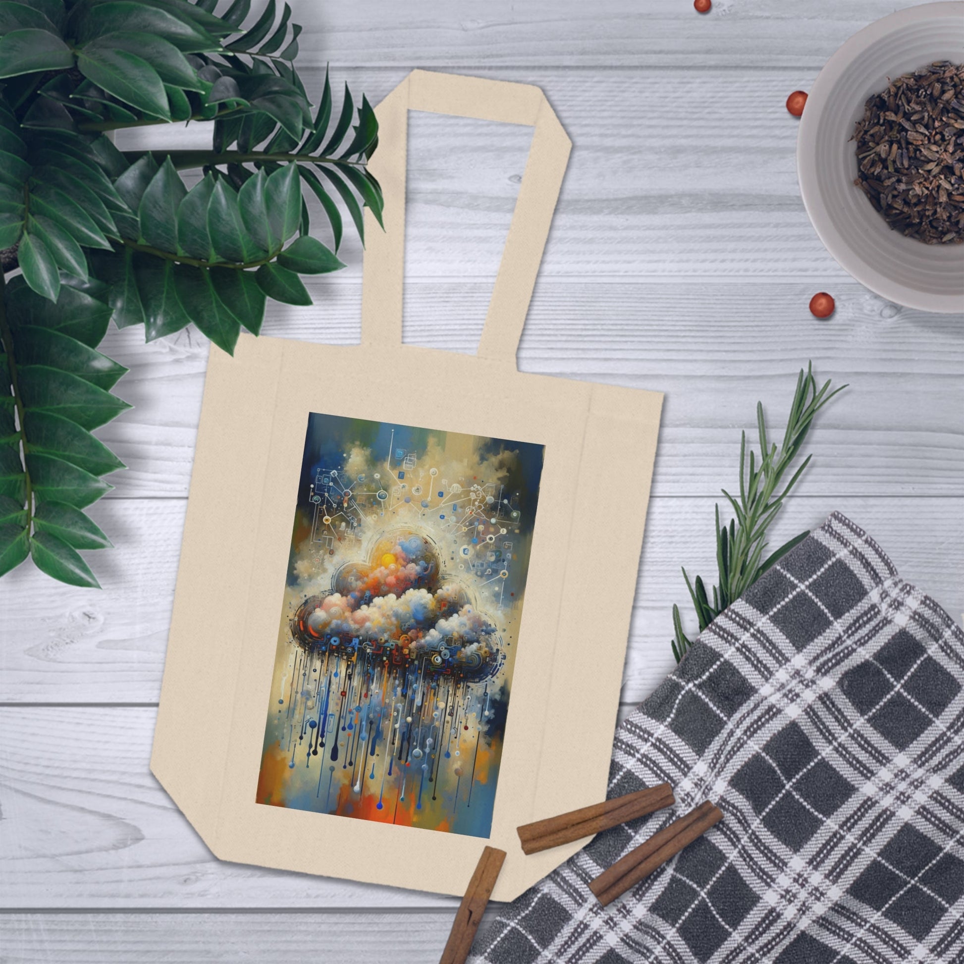 Cloud Community Crafting Double Wine Tote Bag - ATUH.ART