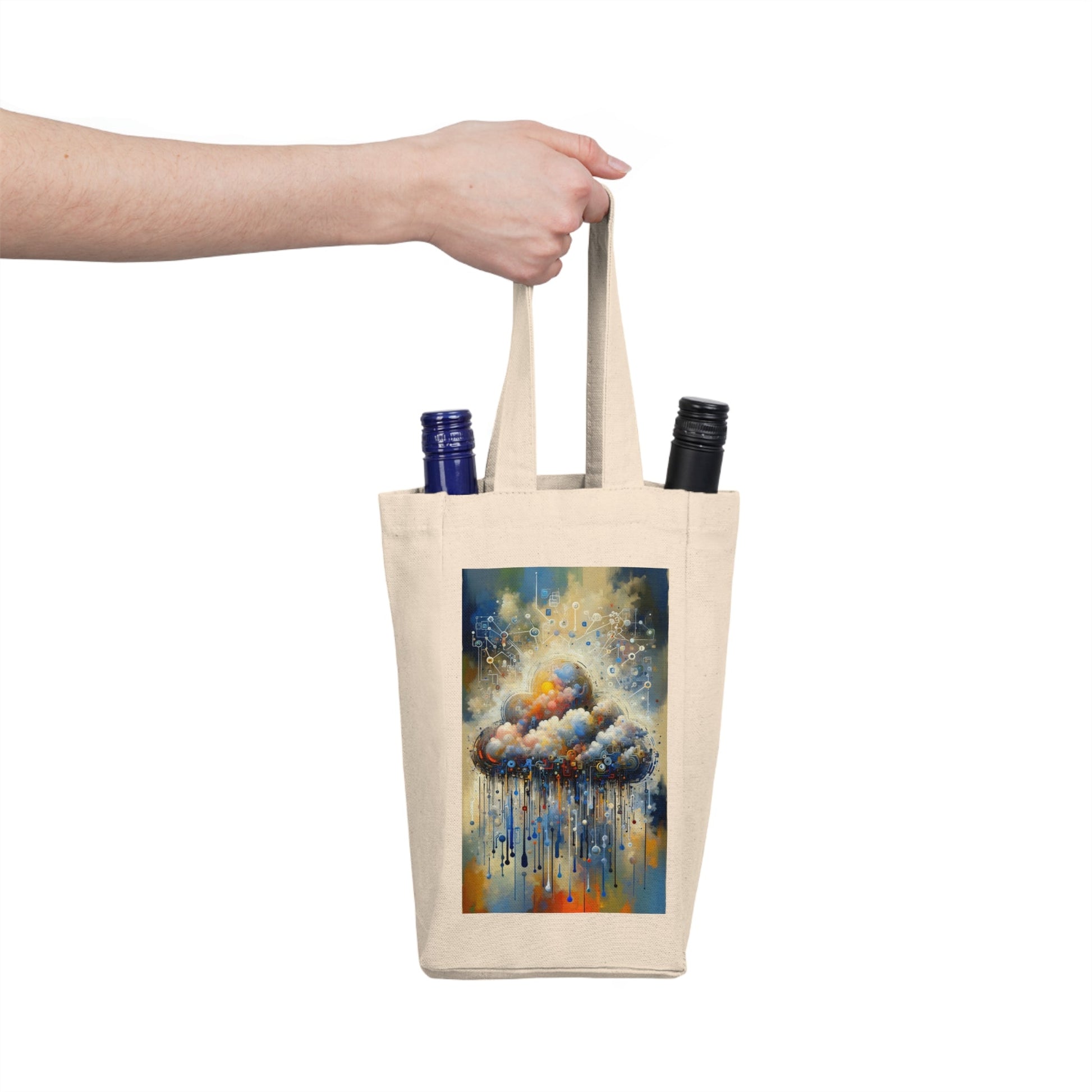 Cloud Community Crafting Double Wine Tote Bag - ATUH.ART