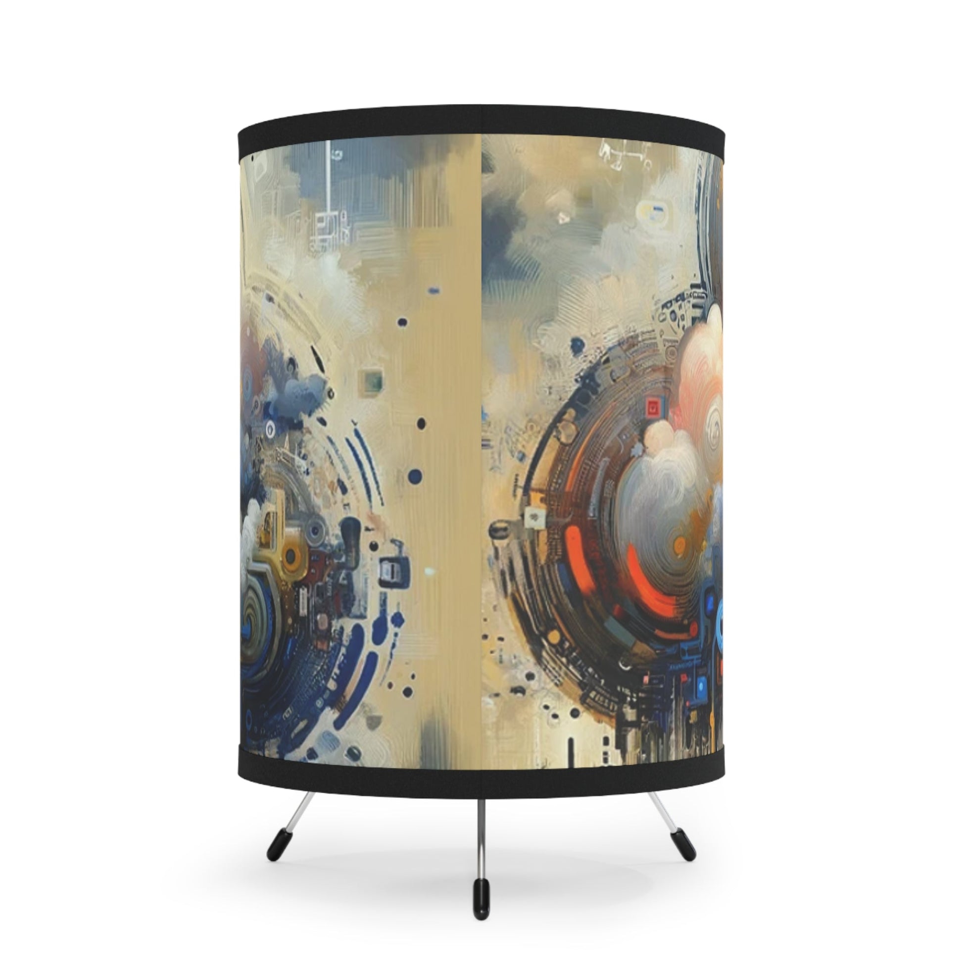 Cloud Community Crafting Tripod Lamp with High-Res Printed Shade, US\CA plug - ATUH.ART