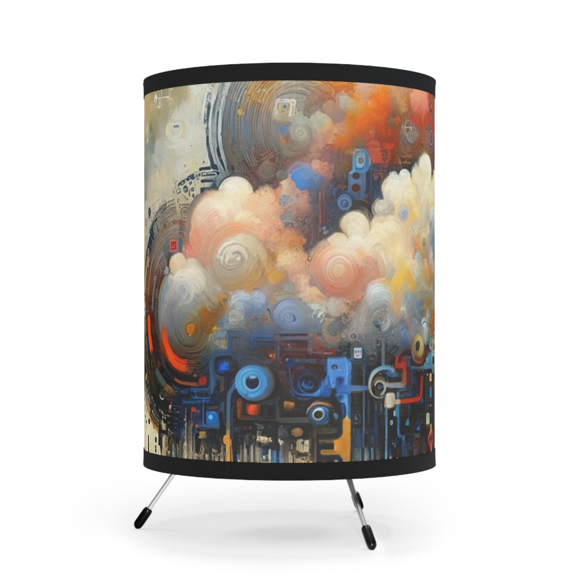 Cloud Community Crafting Tripod Lamp with High-Res Printed Shade, US\CA plug - ATUH.ART