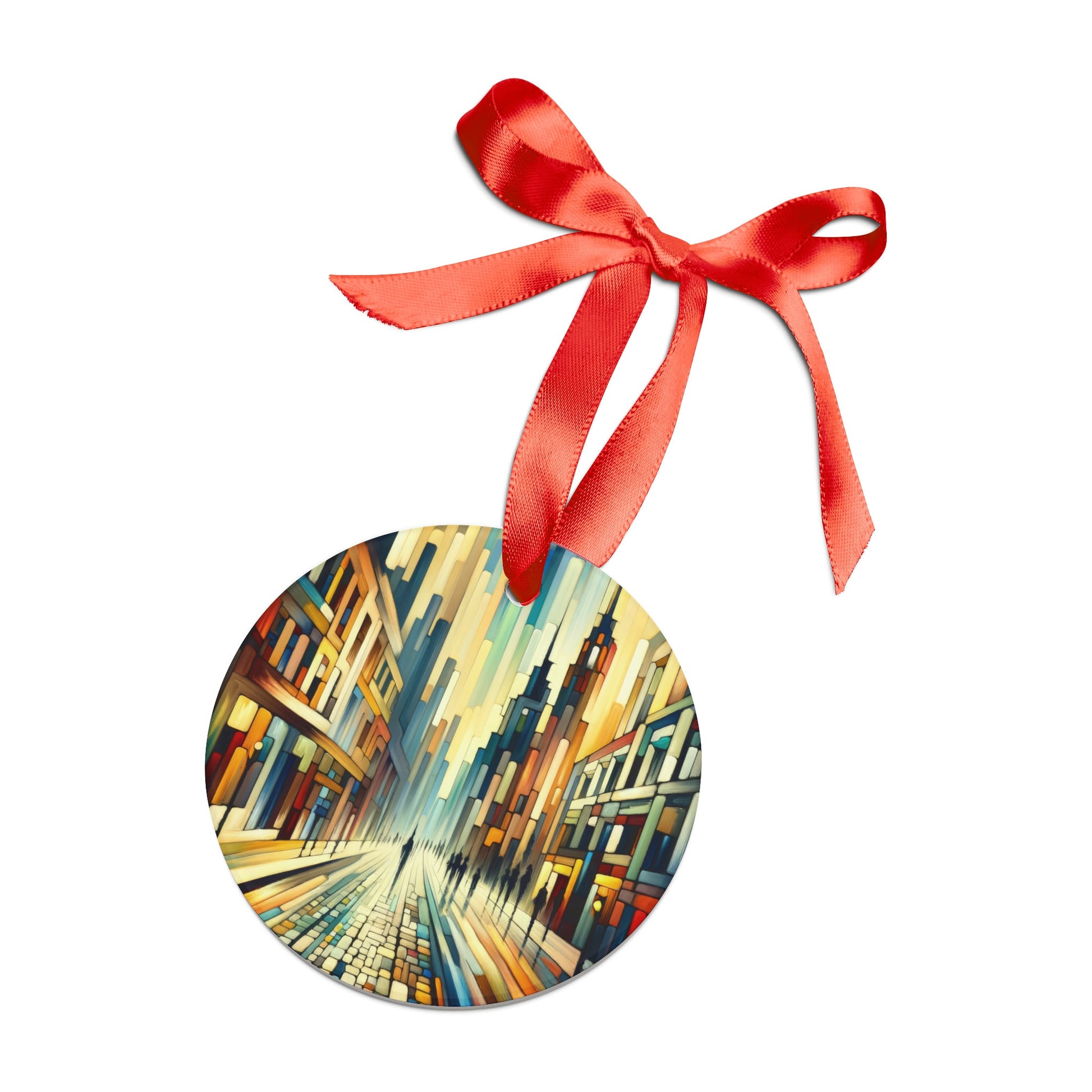 Cobbled Rhythm Heartbeat Acrylic Ornament with Ribbon - ATUH.ART