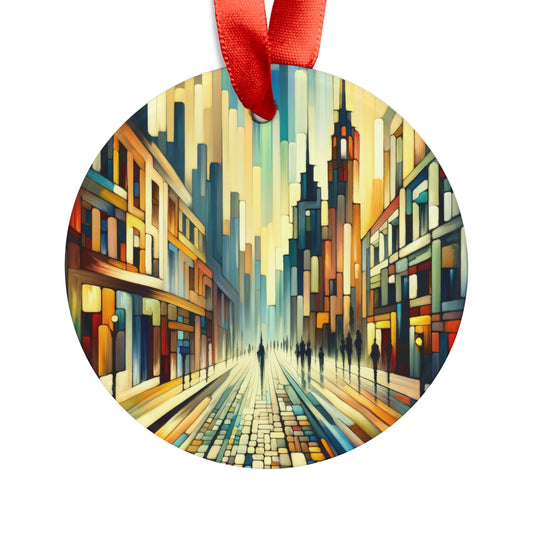 Cobbled Rhythm Heartbeat Acrylic Ornament with Ribbon - ATUH.ART