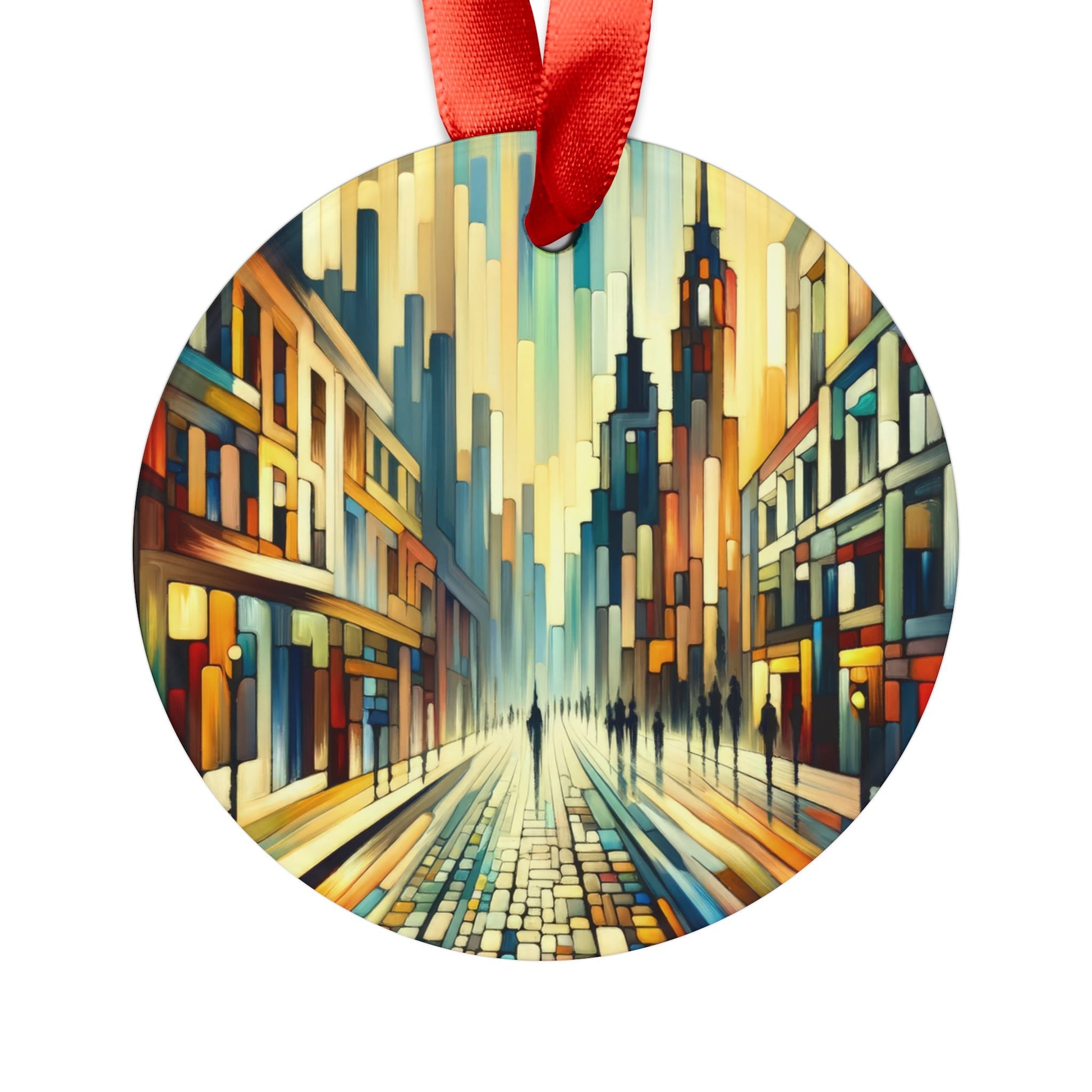 Cobbled Rhythm Heartbeat Acrylic Ornament with Ribbon - ATUH.ART