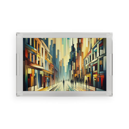 Cobbled Rhythm Heartbeat Acrylic Serving Tray - ATUH.ART