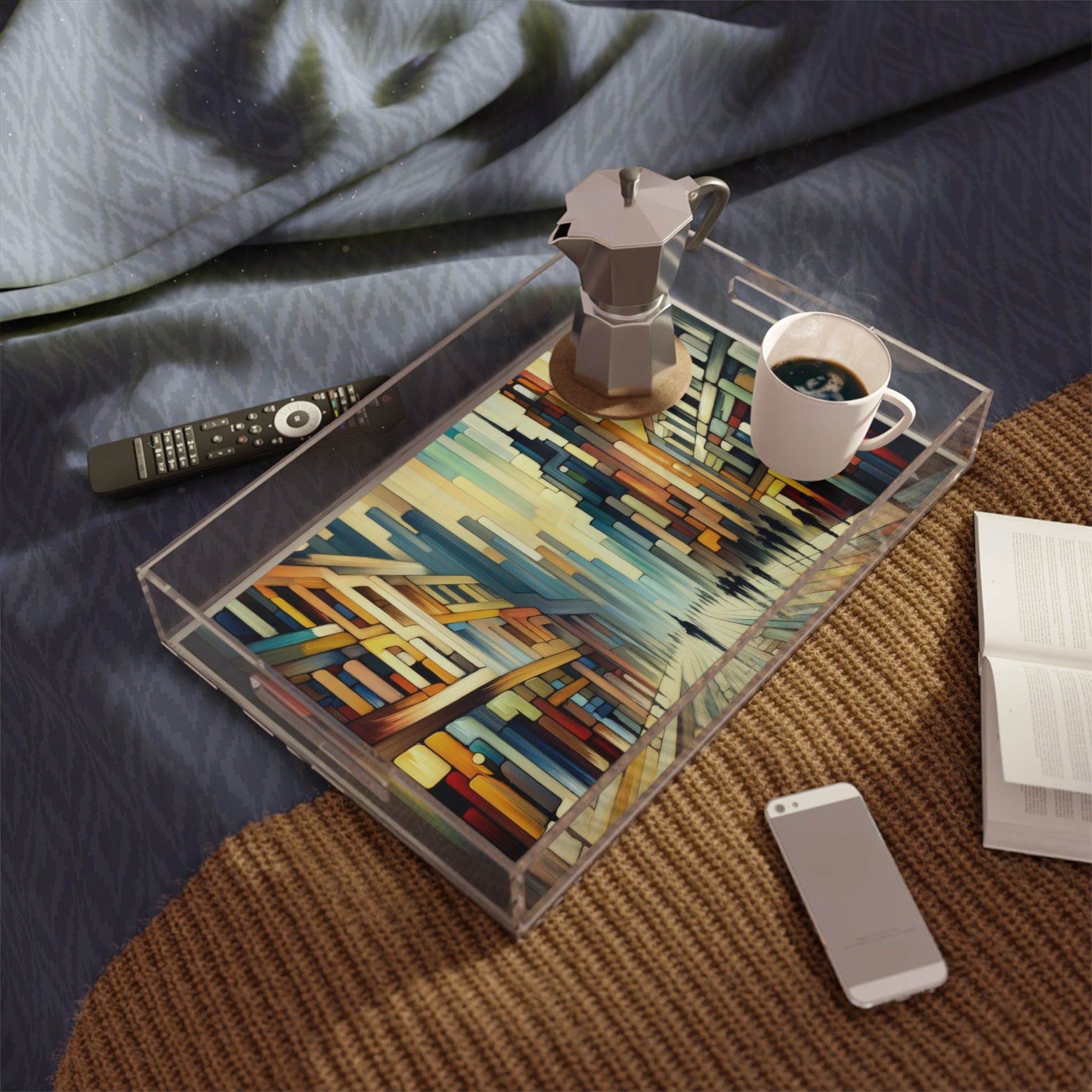 Cobbled Rhythm Heartbeat Acrylic Serving Tray - ATUH.ART