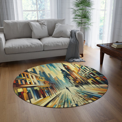 Cobbled Rhythm Heartbeat Round Rug - ATUH.ART