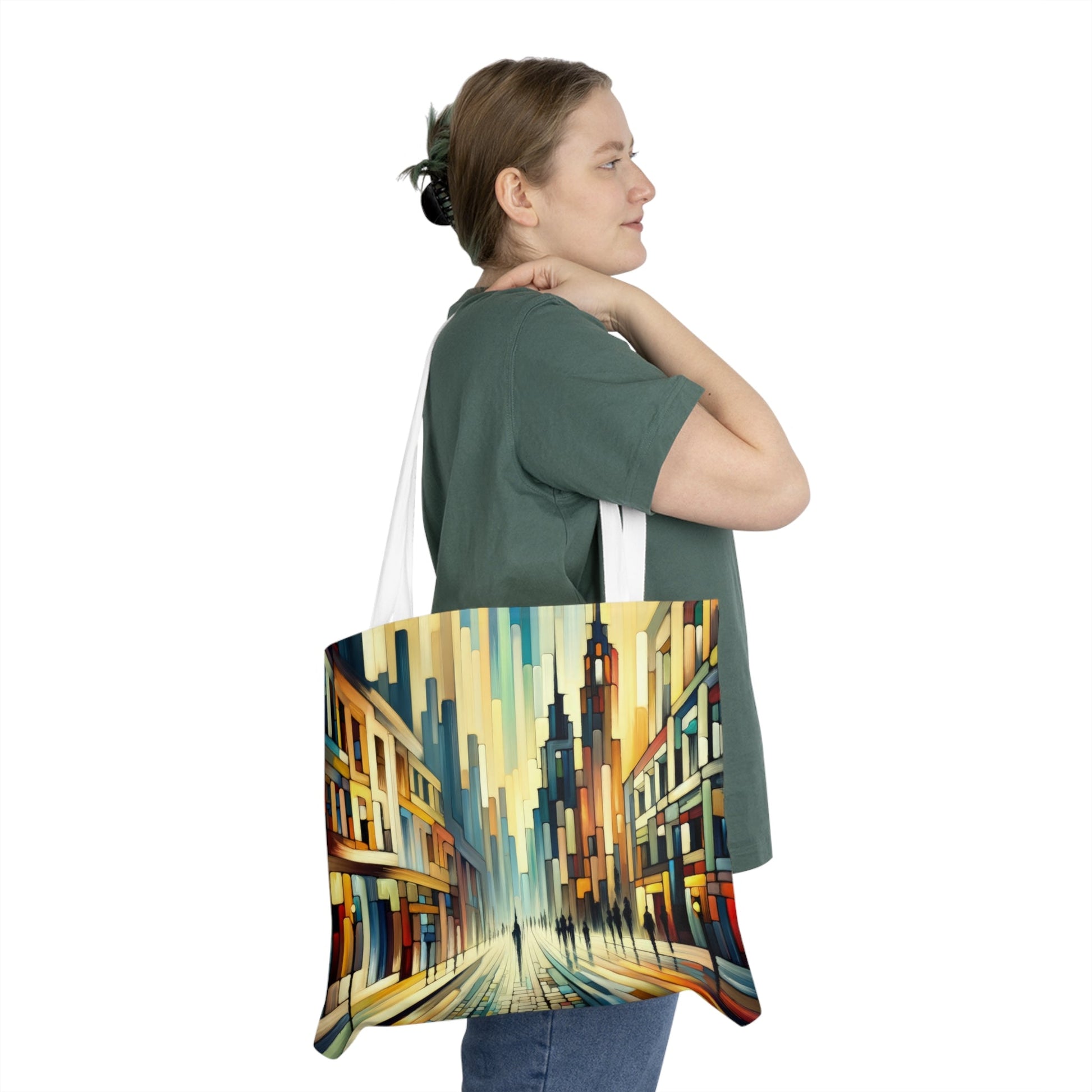 Cobbled Rhythm Heartbeat Shoulder Tote Bag (AOP) - ATUH.ART
