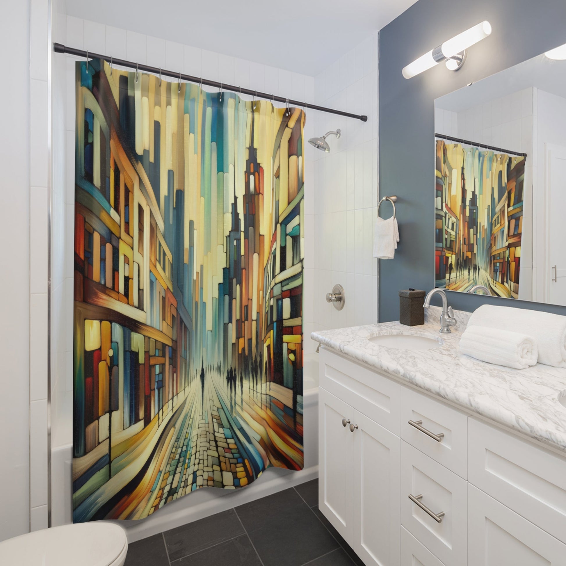 Cobbled Rhythm Heartbeat Shower Curtains - ATUH.ART