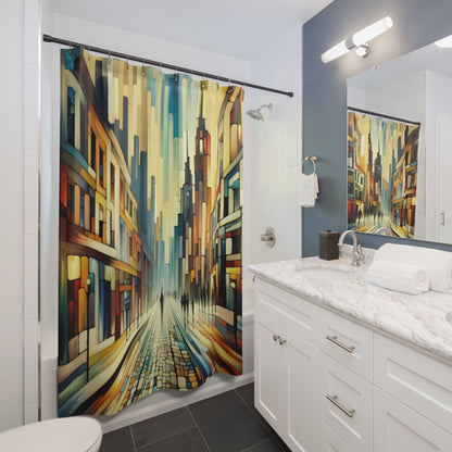 Cobbled Rhythm Heartbeat Shower Curtains - ATUH.ART