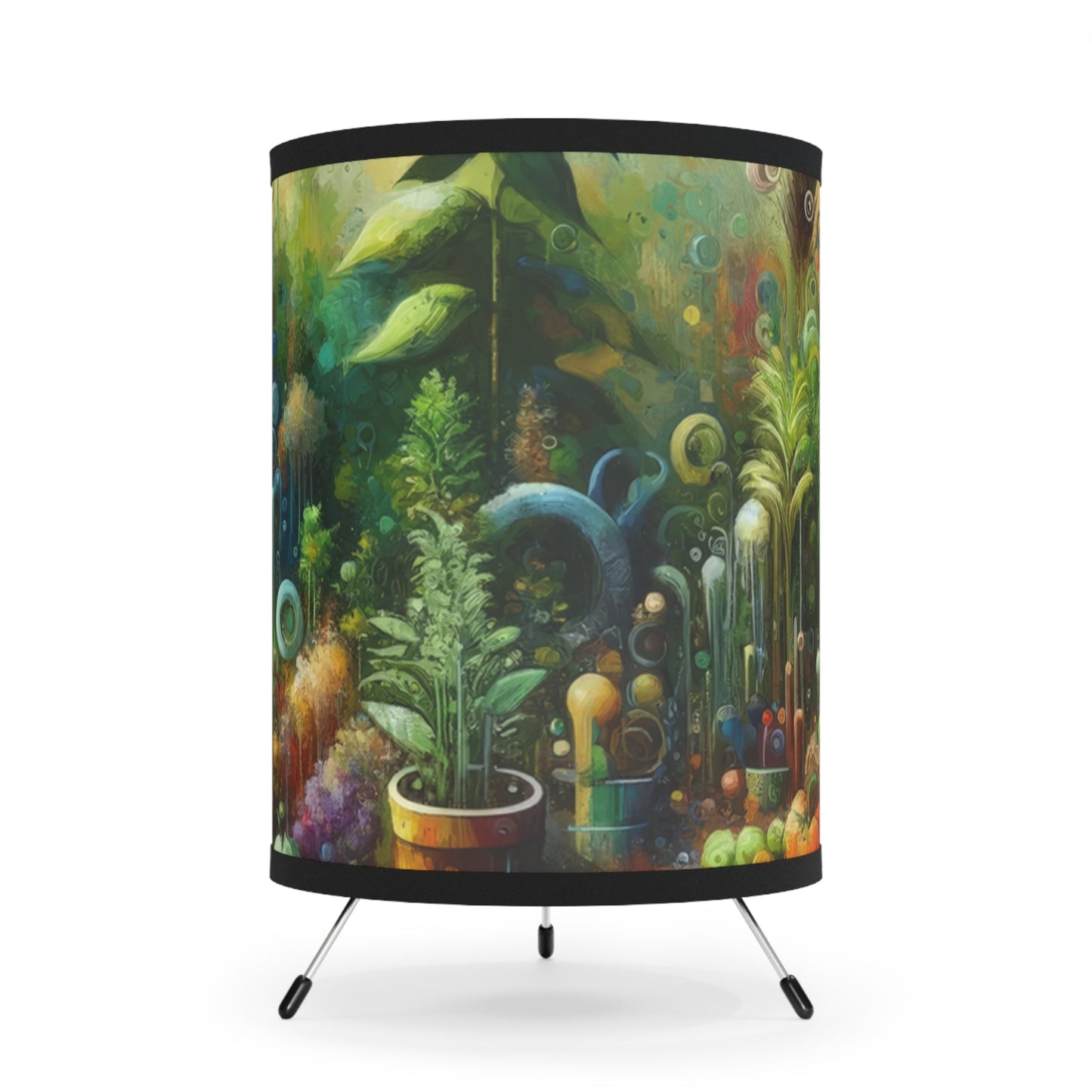 Communal Garden Microcosm Tripod Lamp with High-Res Printed Shade, US\CA plug - ATUH.ART