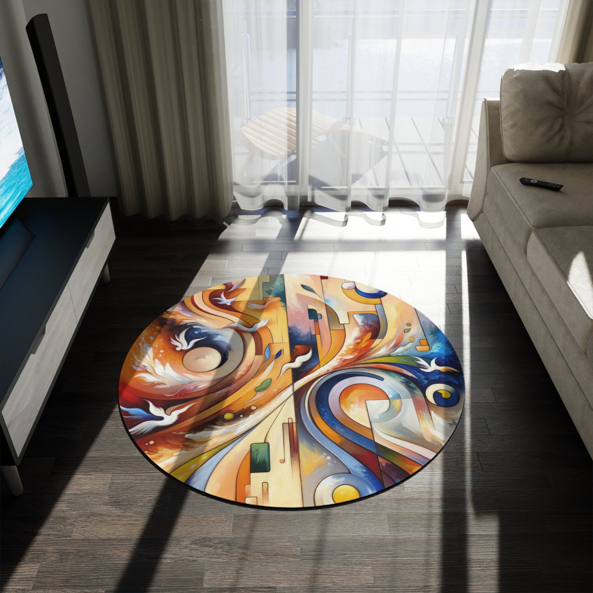 Companionable Lightness Journey Round Rug - ATUH.ART