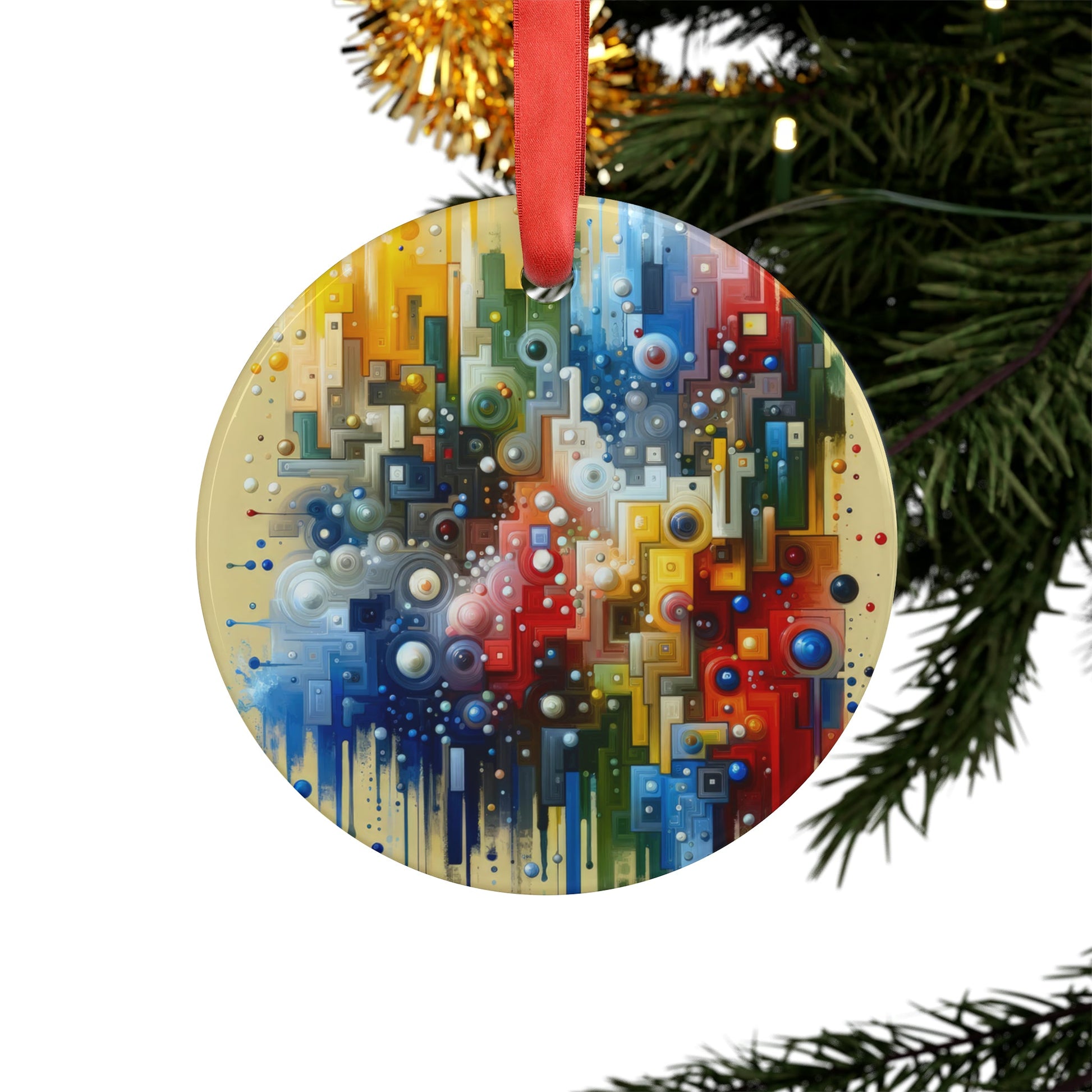 Connected Chromatic Tachism Acrylic Ornament with Ribbon - ATUH.ART