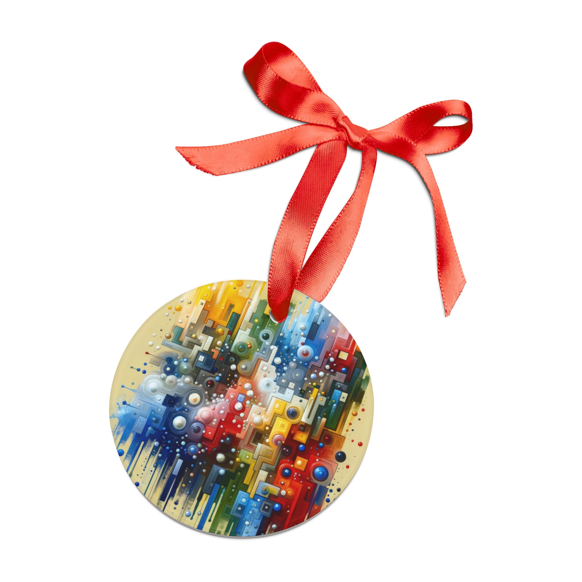 Connected Chromatic Tachism Acrylic Ornament with Ribbon - ATUH.ART