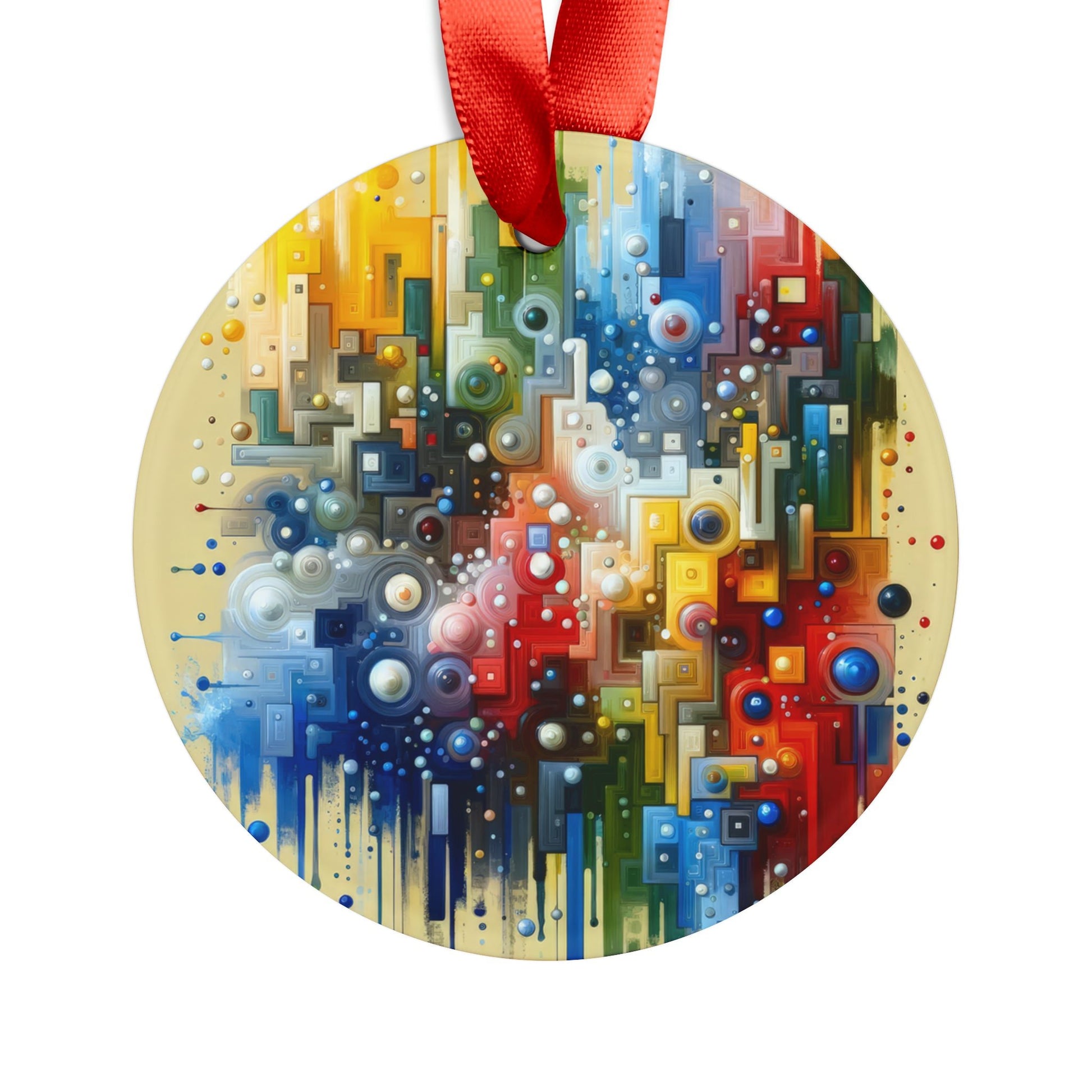 Connected Chromatic Tachism Acrylic Ornament with Ribbon - ATUH.ART