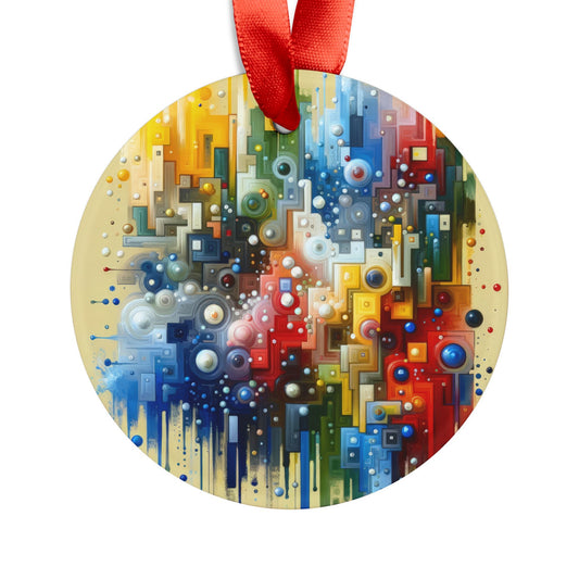 Connected Chromatic Tachism Acrylic Ornament with Ribbon - ATUH.ART