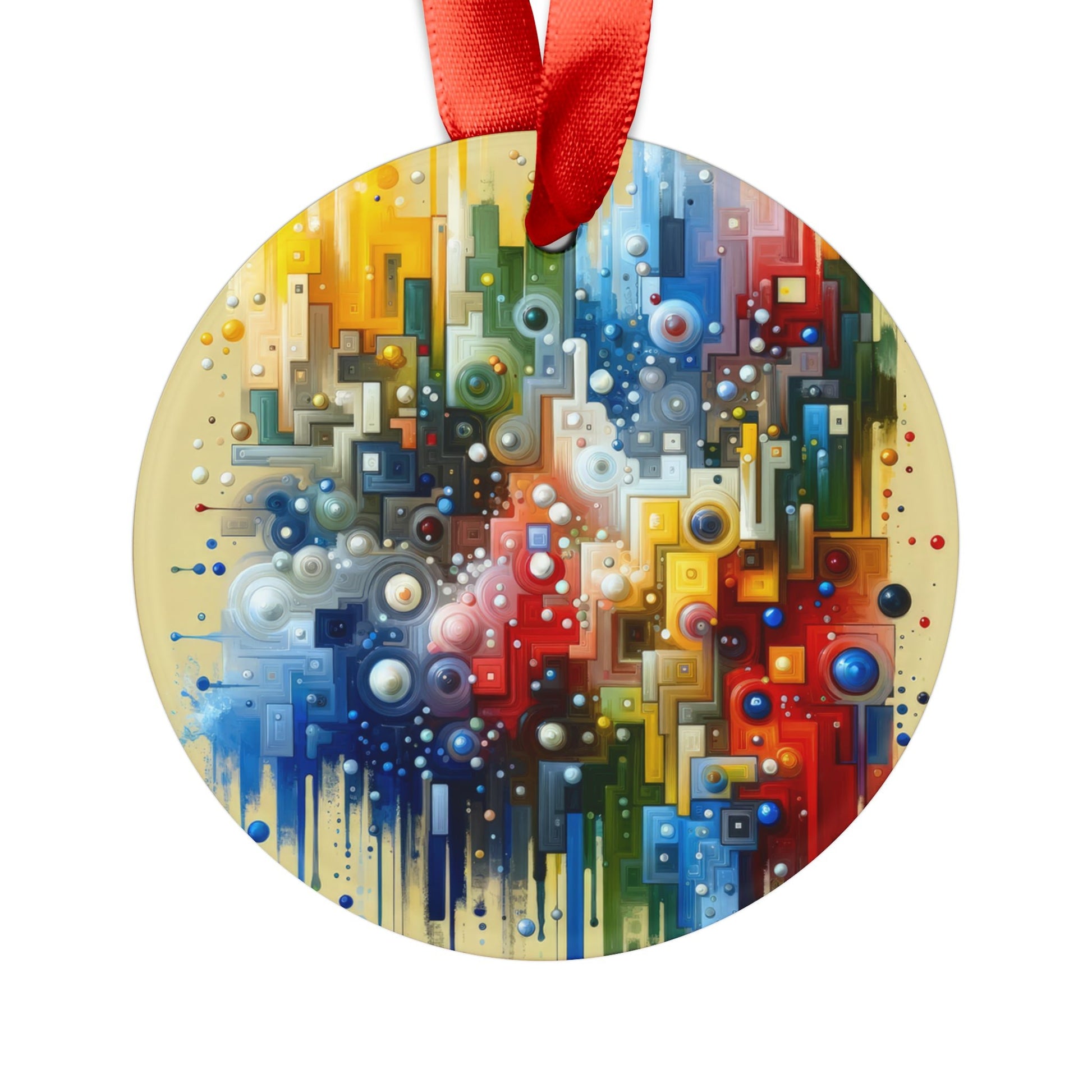 Connected Chromatic Tachism Acrylic Ornament with Ribbon - ATUH.ART