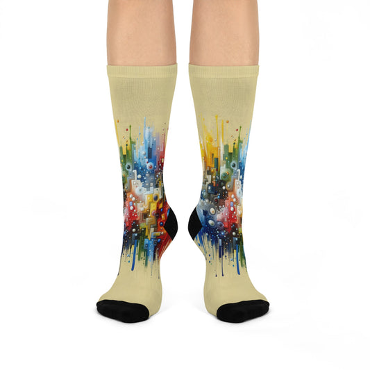 Connected Chromatic Tachism Cushioned Crew Socks - ATUH.ART