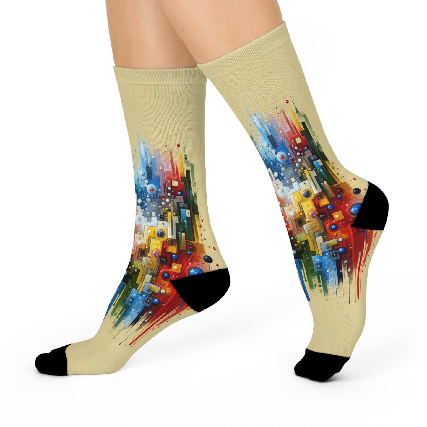 Connected Chromatic Tachism Cushioned Crew Socks - ATUH.ART
