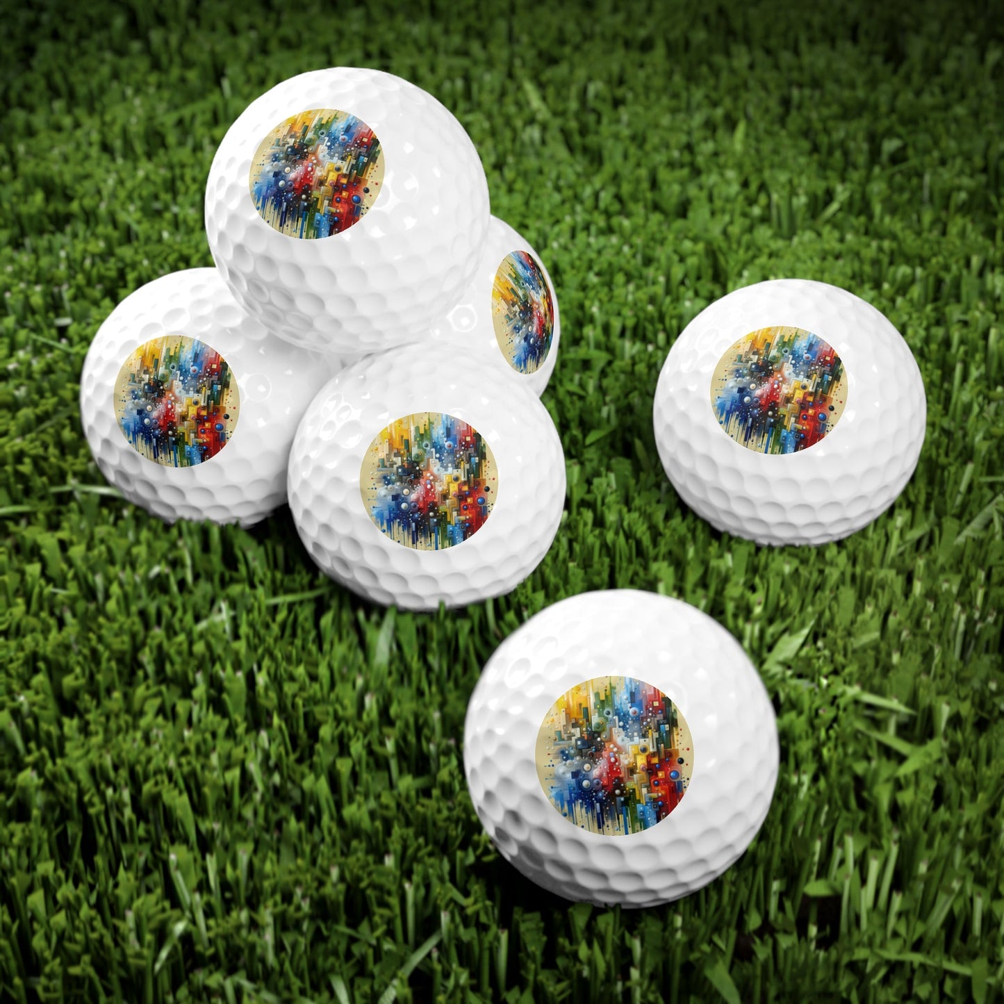 Connected Chromatic Tachism Golf Balls, 6pcs - ATUH.ART