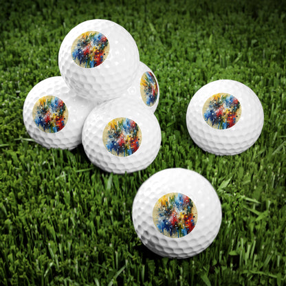Connected Chromatic Tachism Golf Balls, 6pcs - ATUH.ART