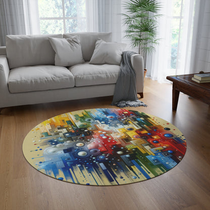 Connected Chromatic Tachism Round Rug - ATUH.ART