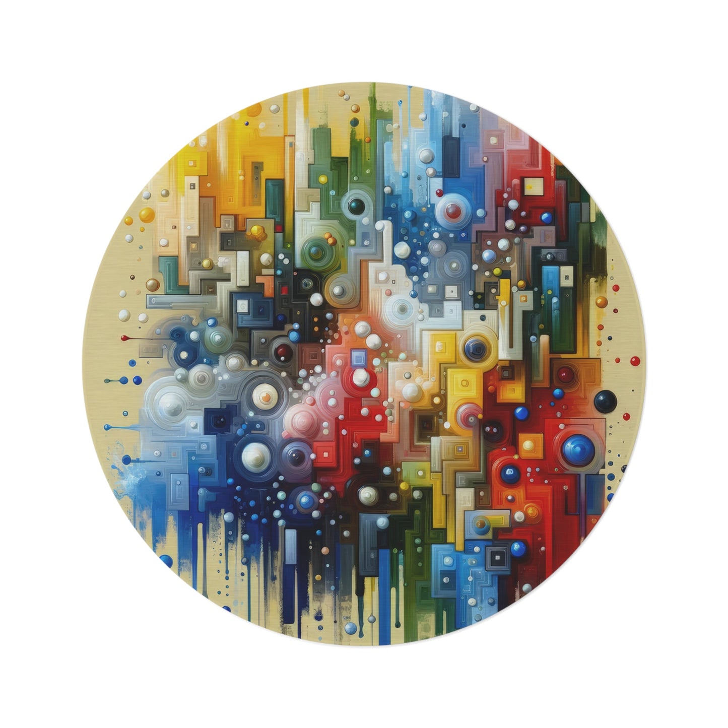 Connected Chromatic Tachism Round Rug - ATUH.ART