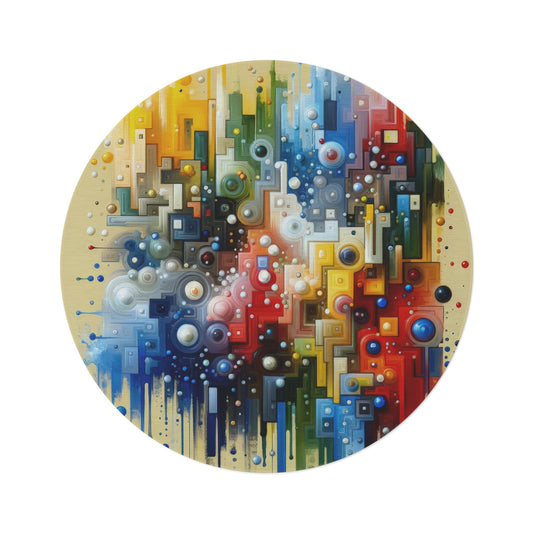 Connected Chromatic Tachism Round Rug - ATUH.ART