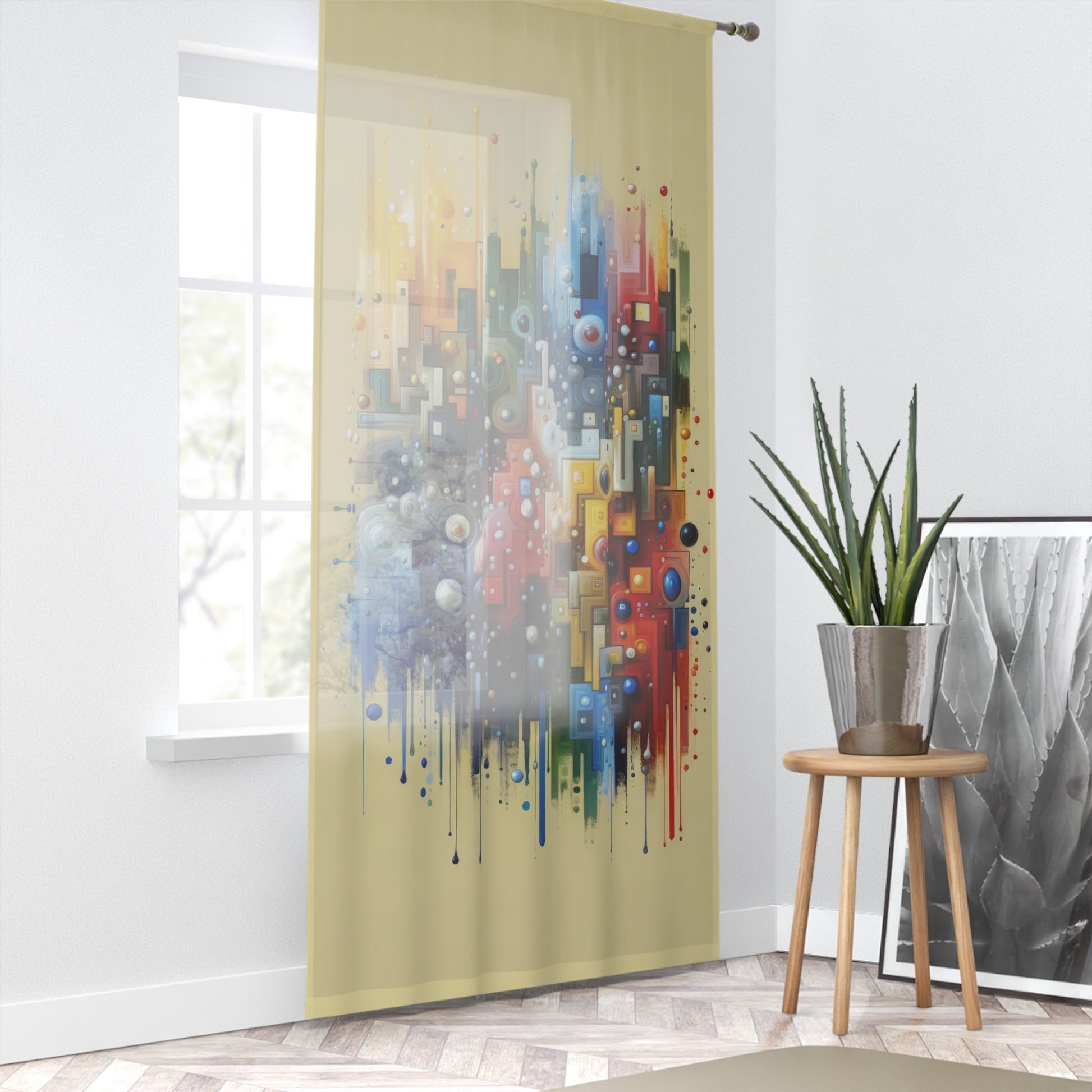 Connected Chromatic Tachism Window Curtain - ATUH.ART