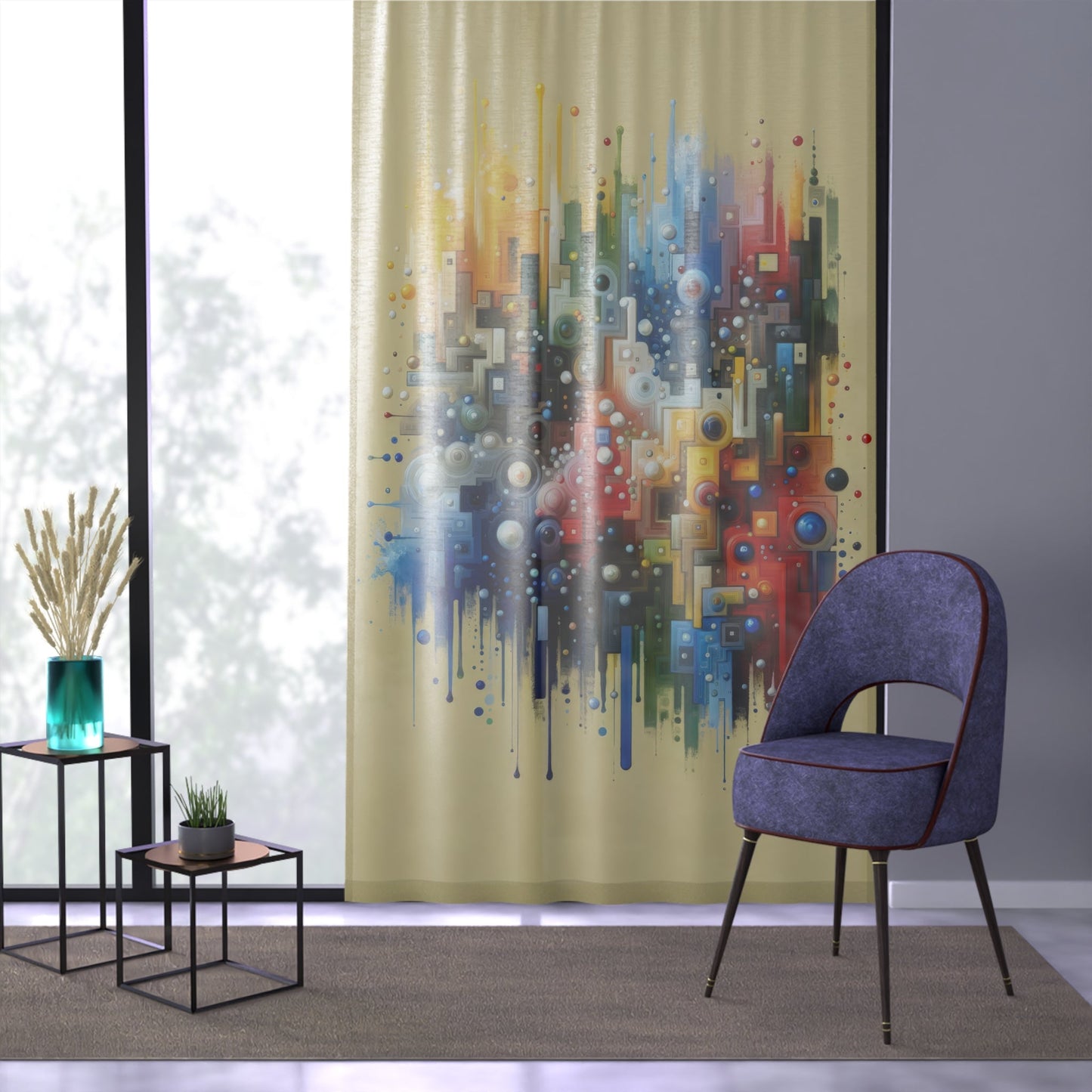 Connected Chromatic Tachism Window Curtain - ATUH.ART