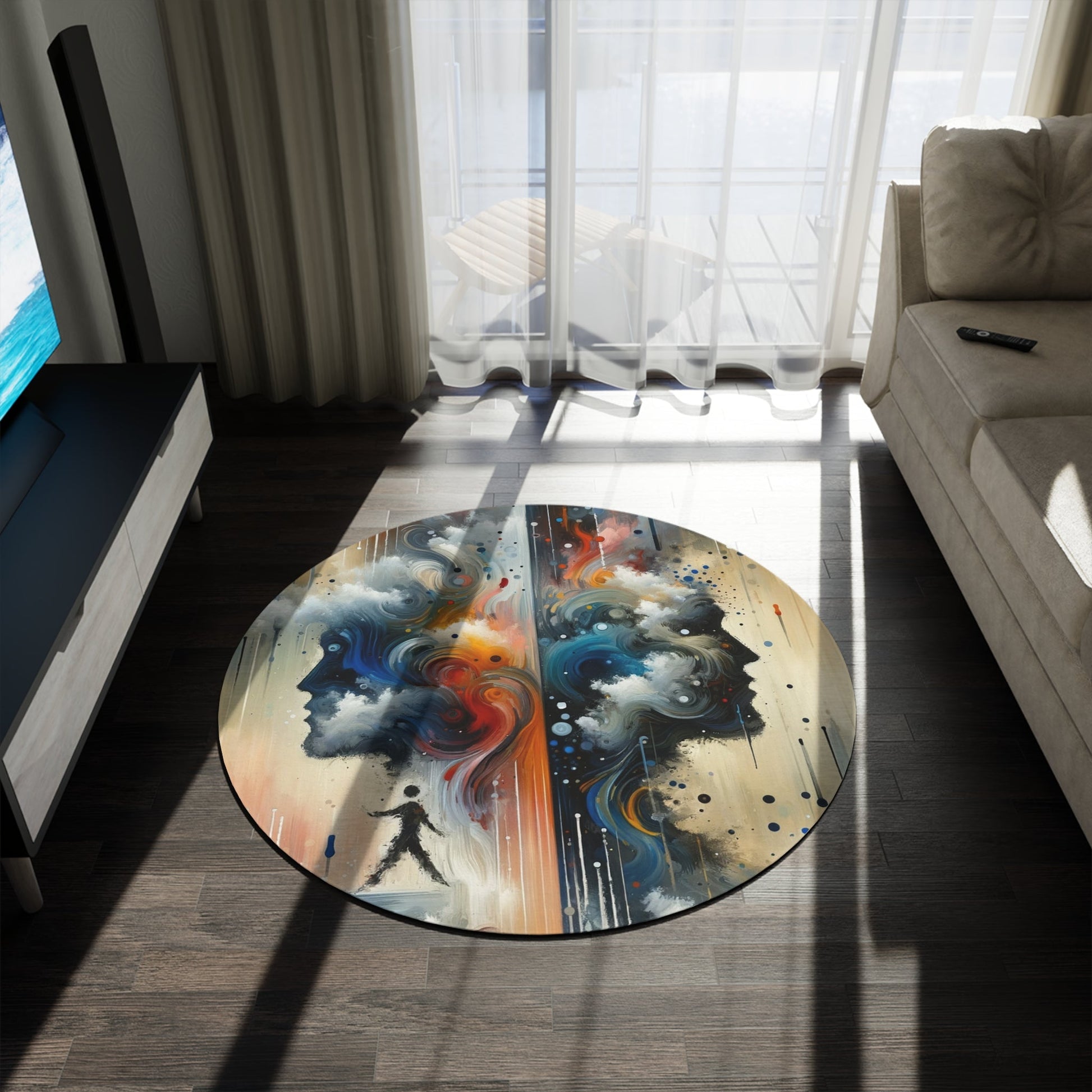 Connected Isolation Paradox Round Rug - ATUH.ART