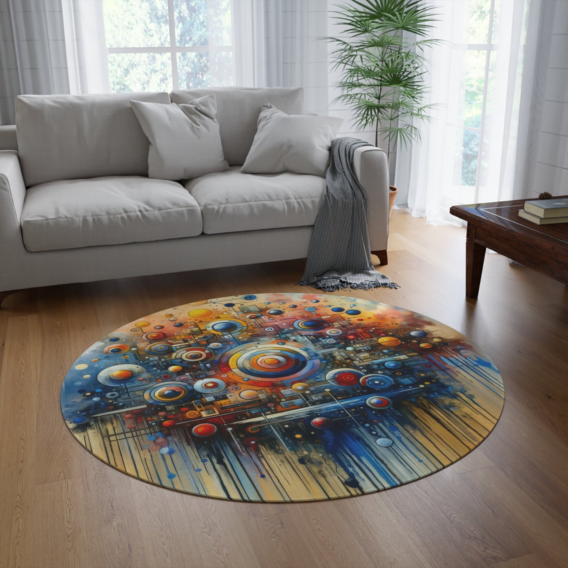 Connected Virtuality Canvas Round Rug - ATUH.ART