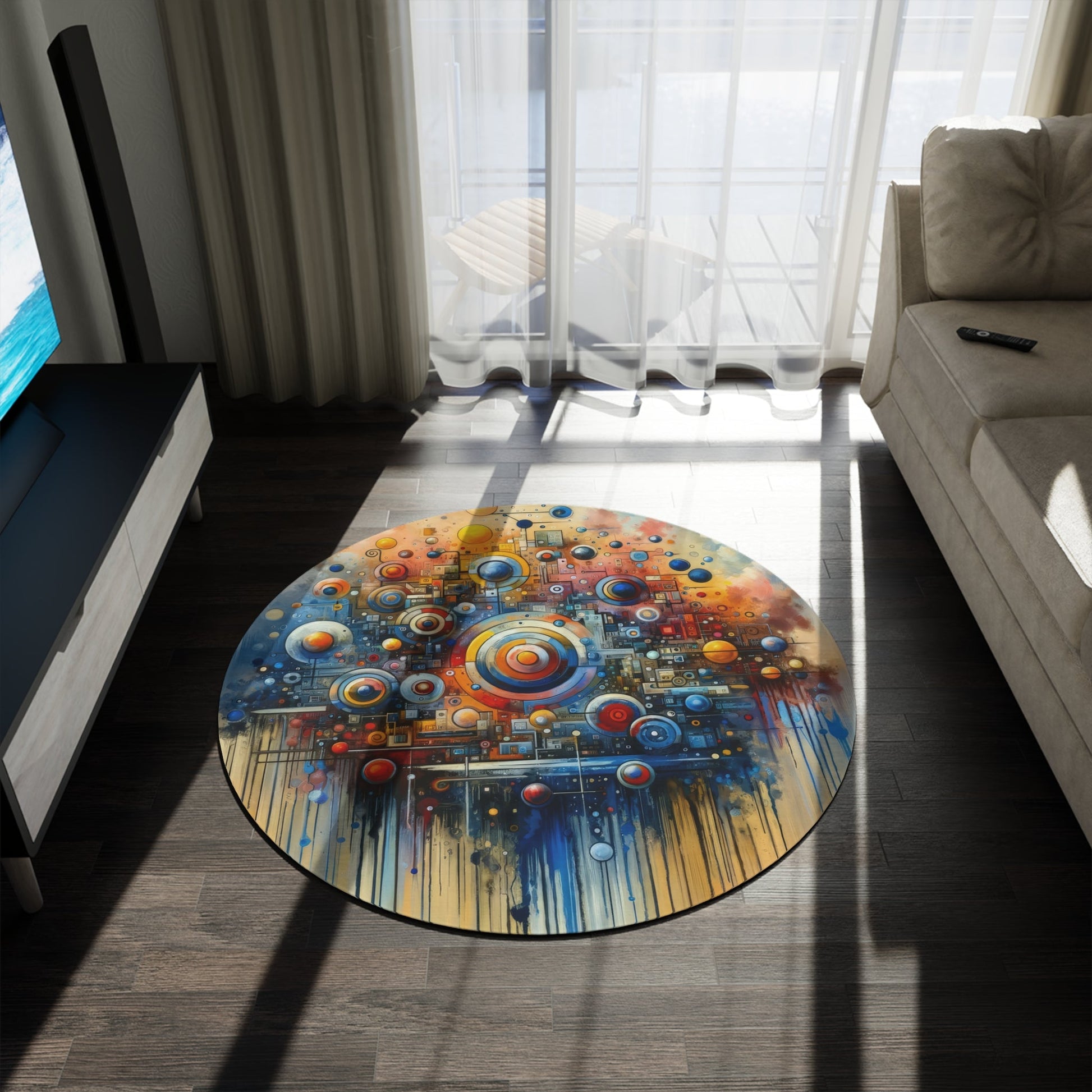 Connected Virtuality Canvas Round Rug - ATUH.ART