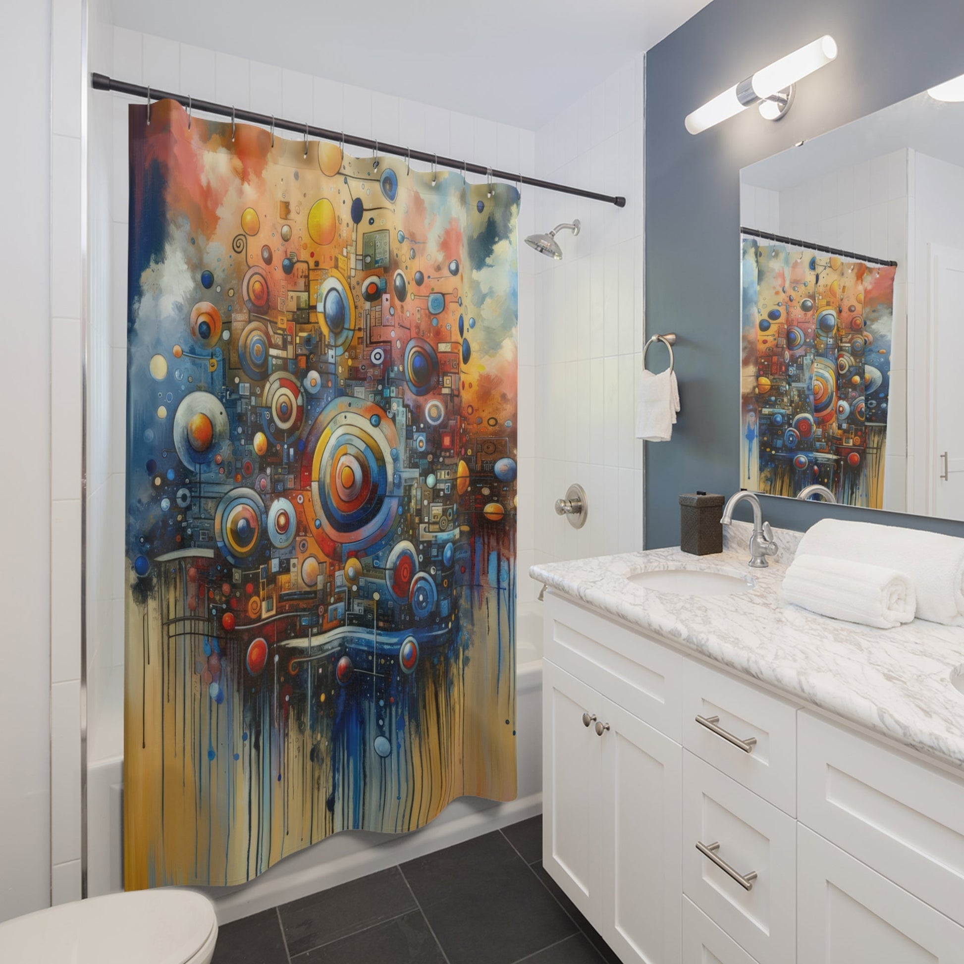 Connected Virtuality Canvas Shower Curtains - ATUH.ART