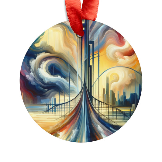 Conscious Bridge Tachism Acrylic Ornament with Ribbon - ATUH.ART