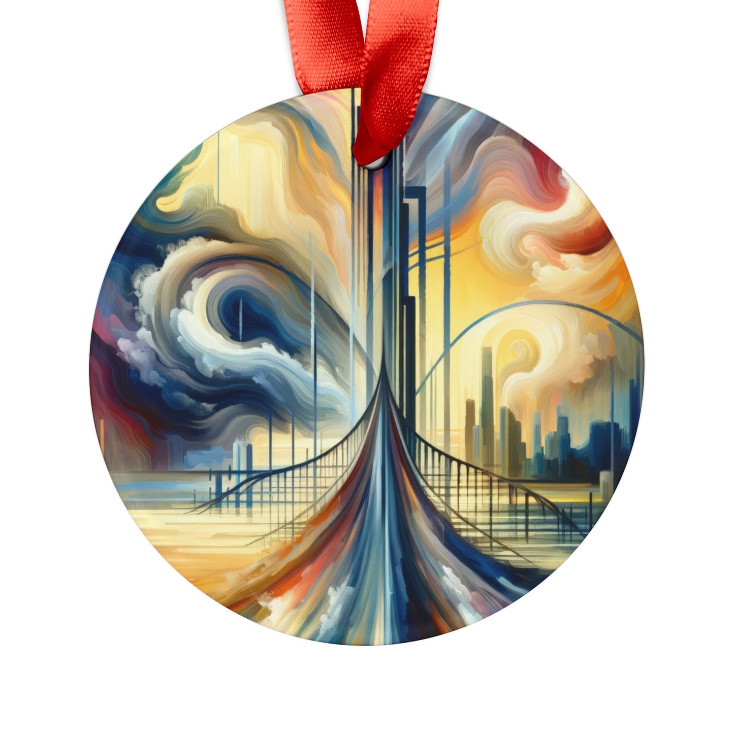 Conscious Bridge Tachism Acrylic Ornament with Ribbon - ATUH.ART