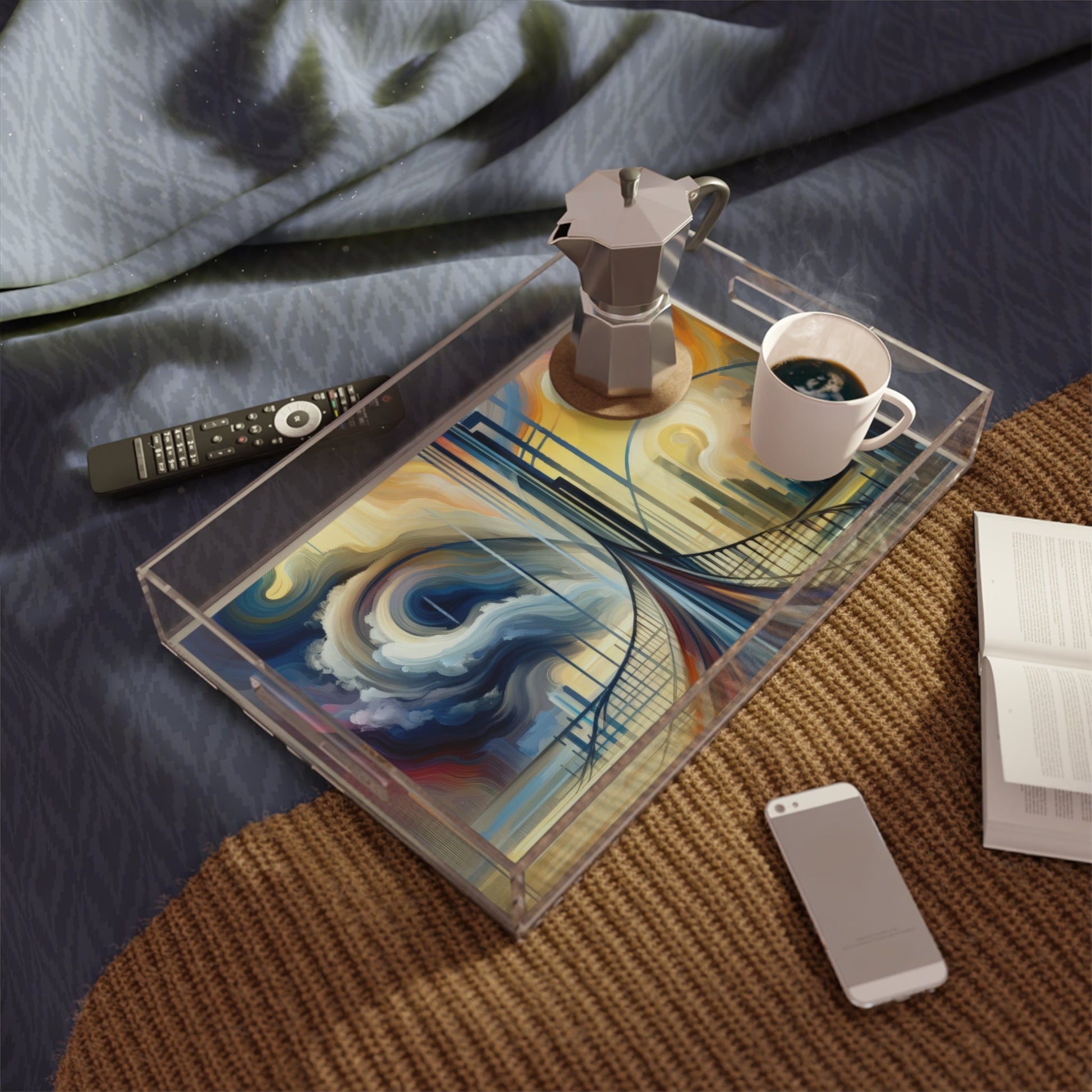 Conscious Bridge Tachism Acrylic Serving Tray - ATUH.ART