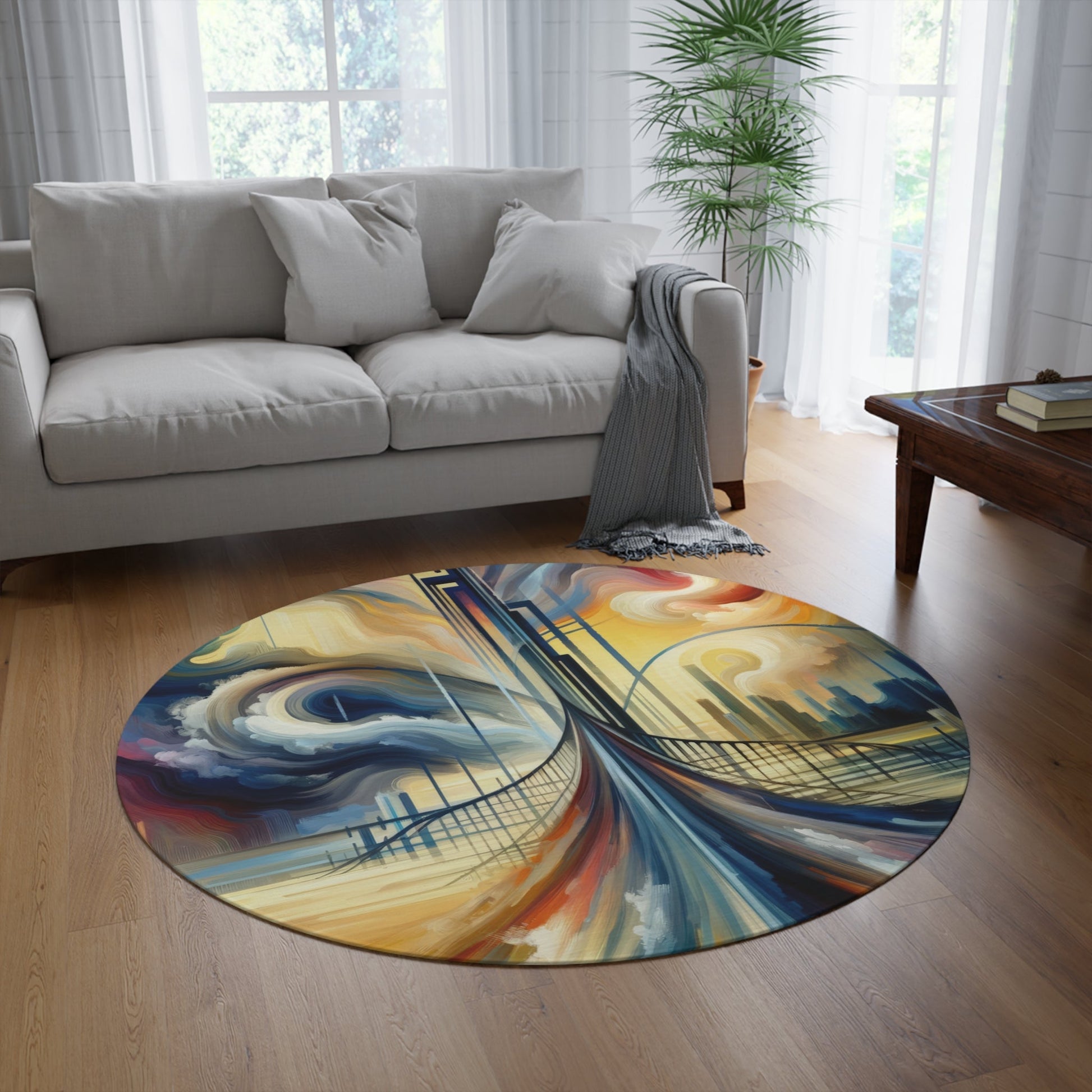 Conscious Bridge Tachism Round Rug - ATUH.ART
