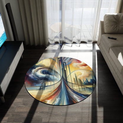 Conscious Bridge Tachism Round Rug - ATUH.ART