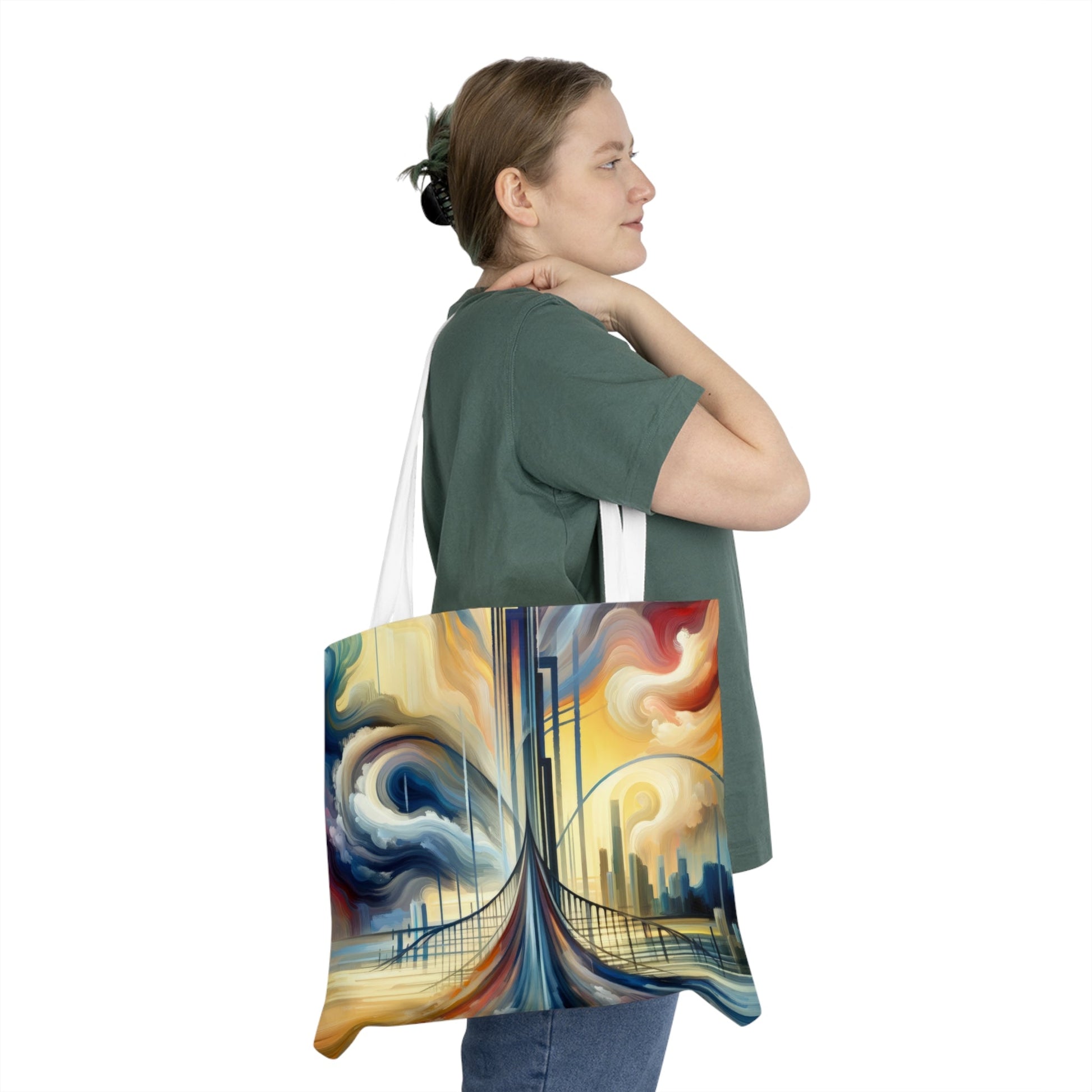 Conscious Bridge Tachism Shoulder Tote Bag (AOP) - ATUH.ART