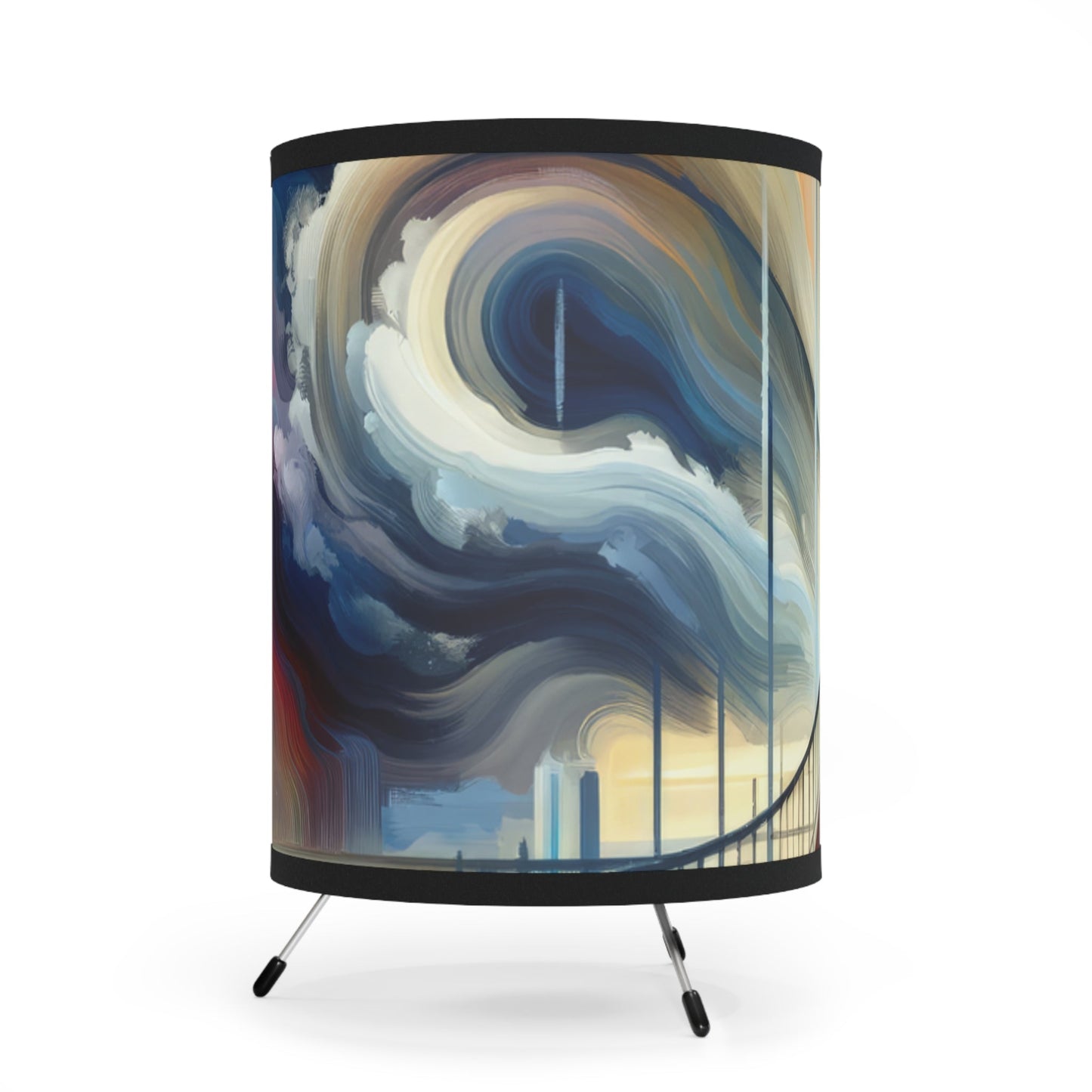 Conscious Bridge Tachism Tripod Lamp with High-Res Printed Shade, US\CA plug - ATUH.ART