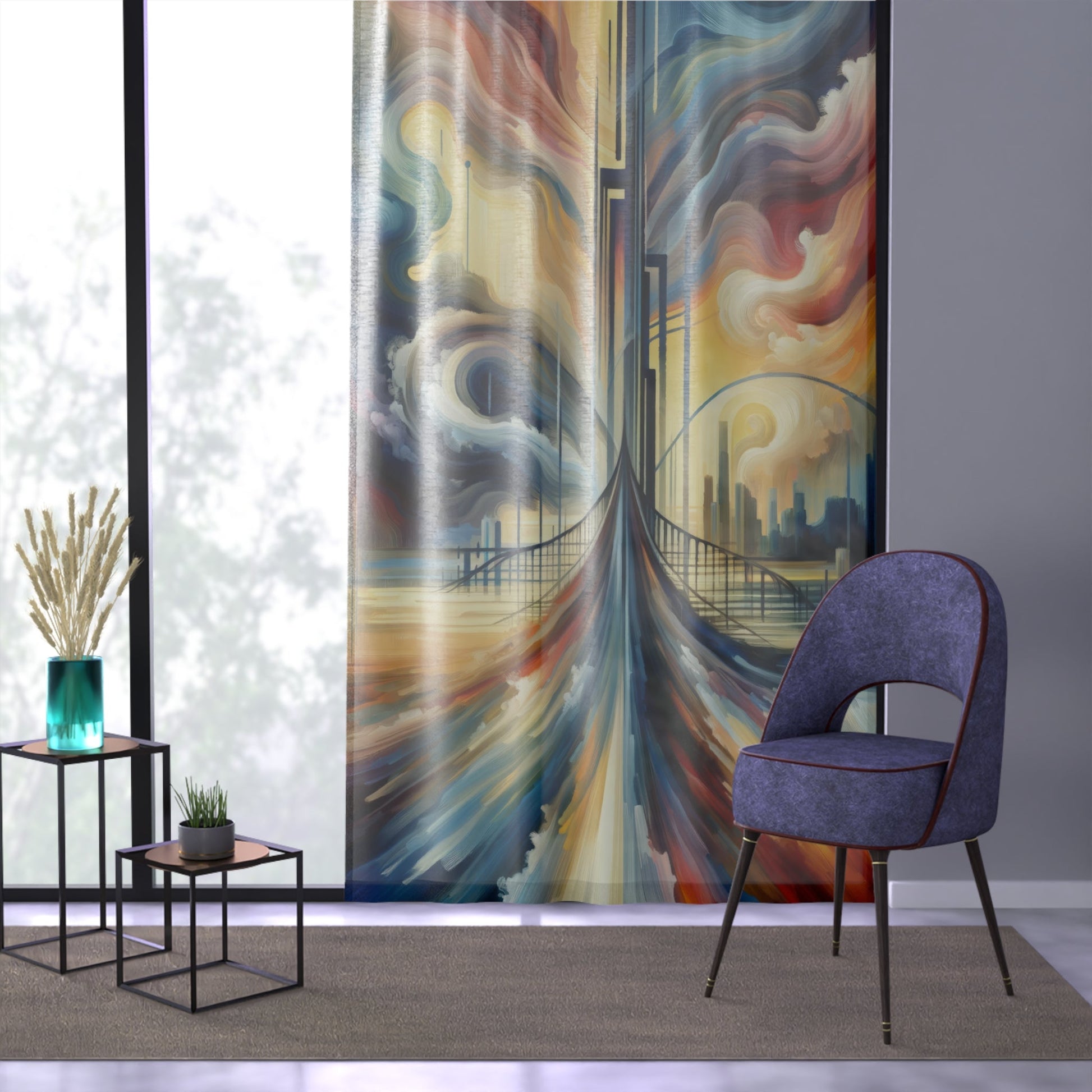 Conscious Bridge Tachism Window Curtain - ATUH.ART