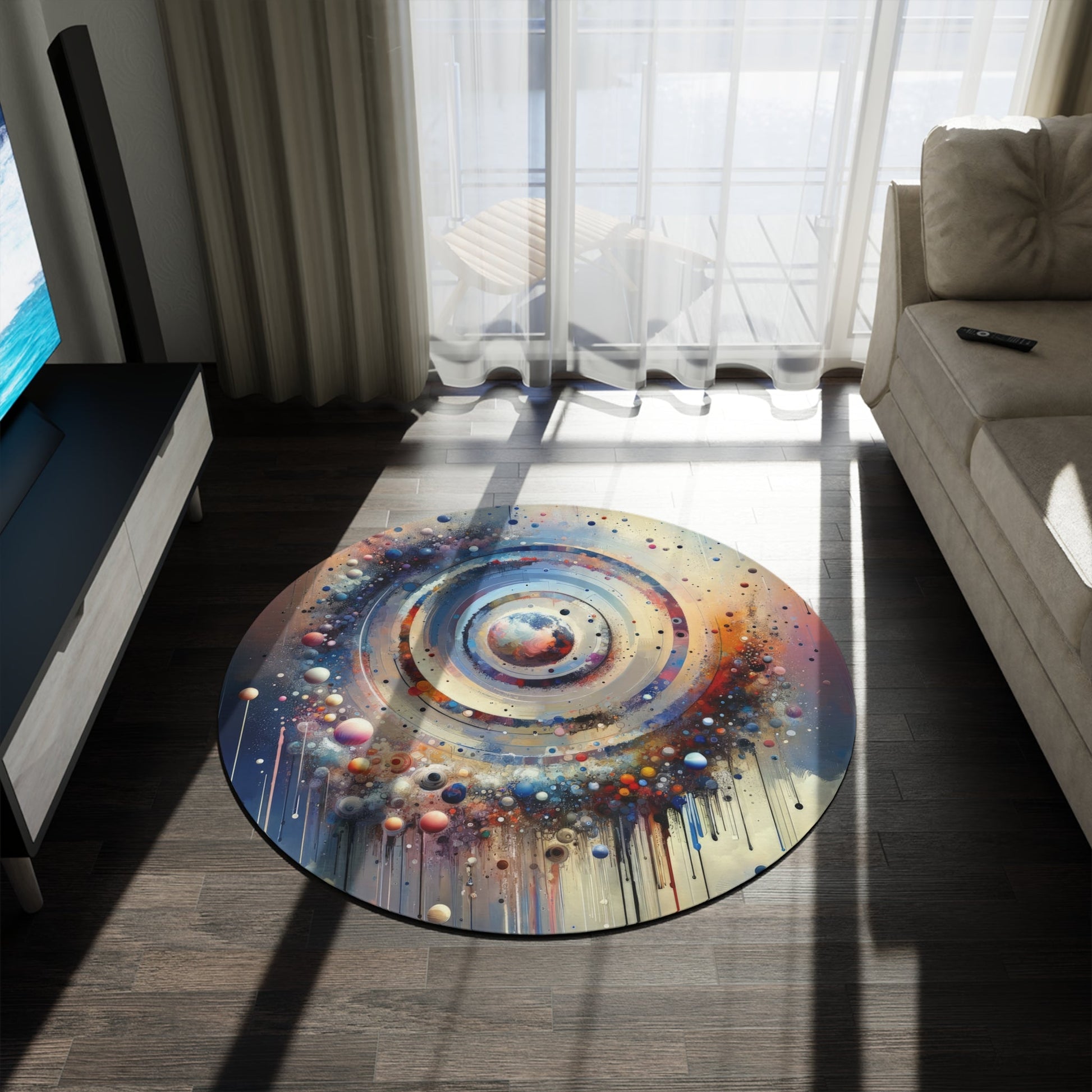 Conscious Rings Tachism Round Rug - ATUH.ART