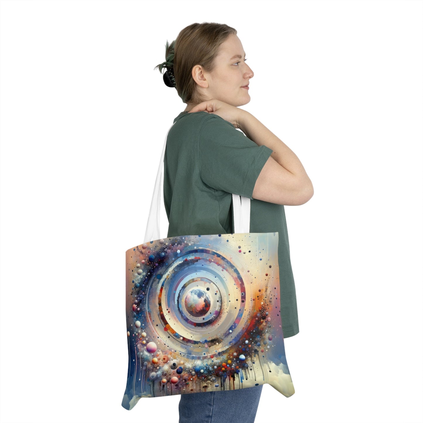 Conscious Rings Tachism Shoulder Tote Bag (AOP) - ATUH.ART